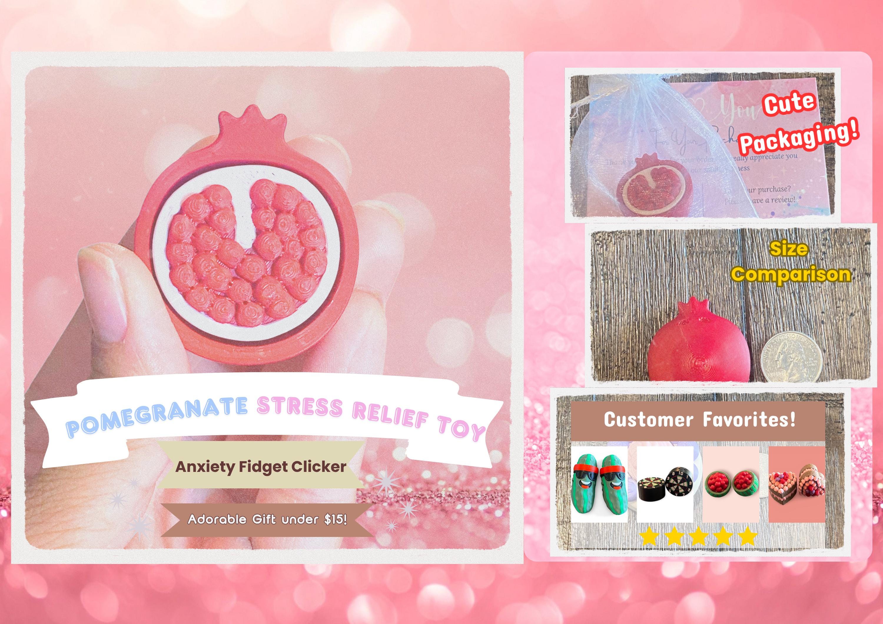 Sweet Pomegranate Fidget Clicker Keychain | Kawaii Fruit Sensory Toy | Gift