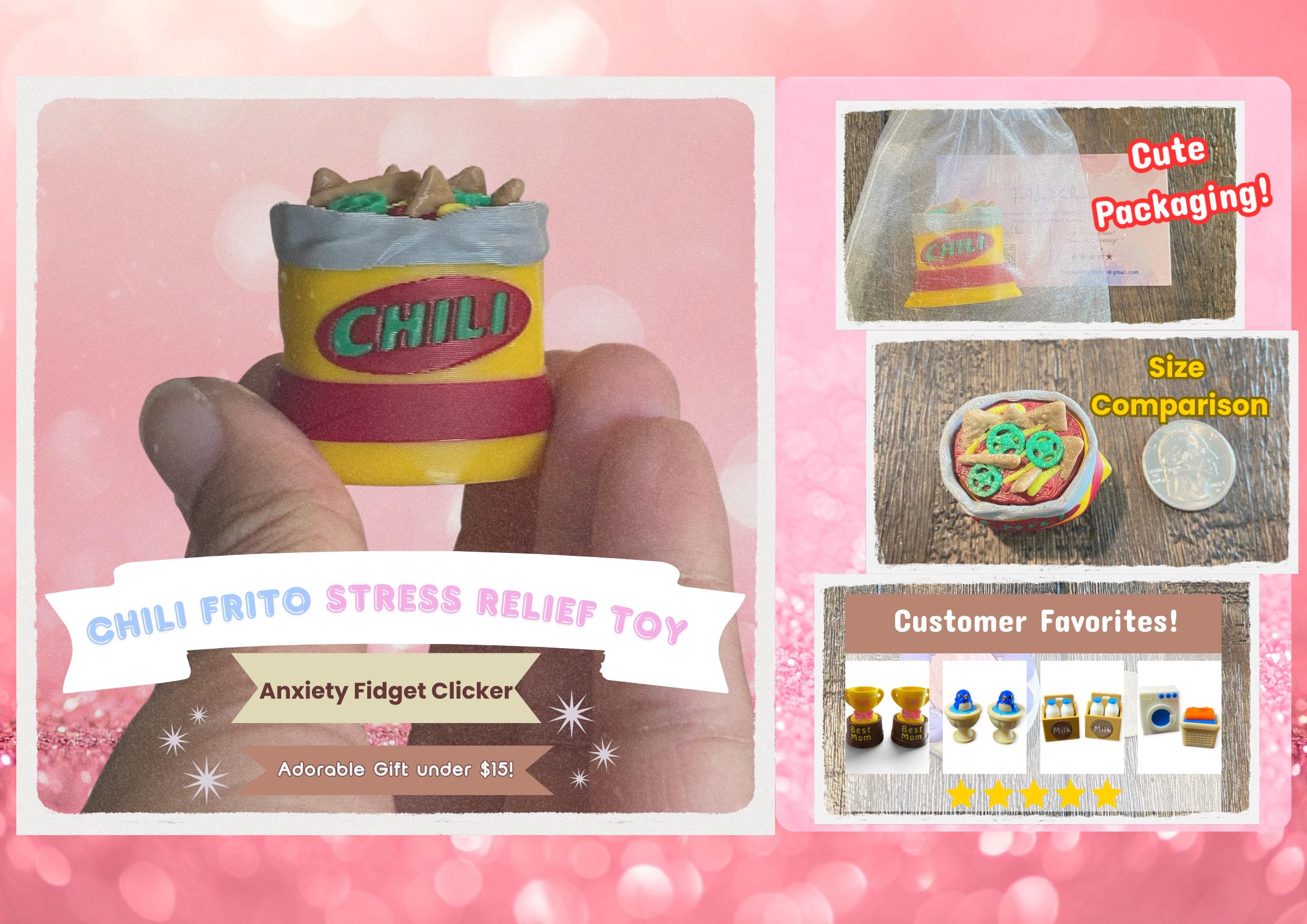 Chili Pie Fidget Clicker Keychain | 3D Printed Sensory Toy | Snack Gift
