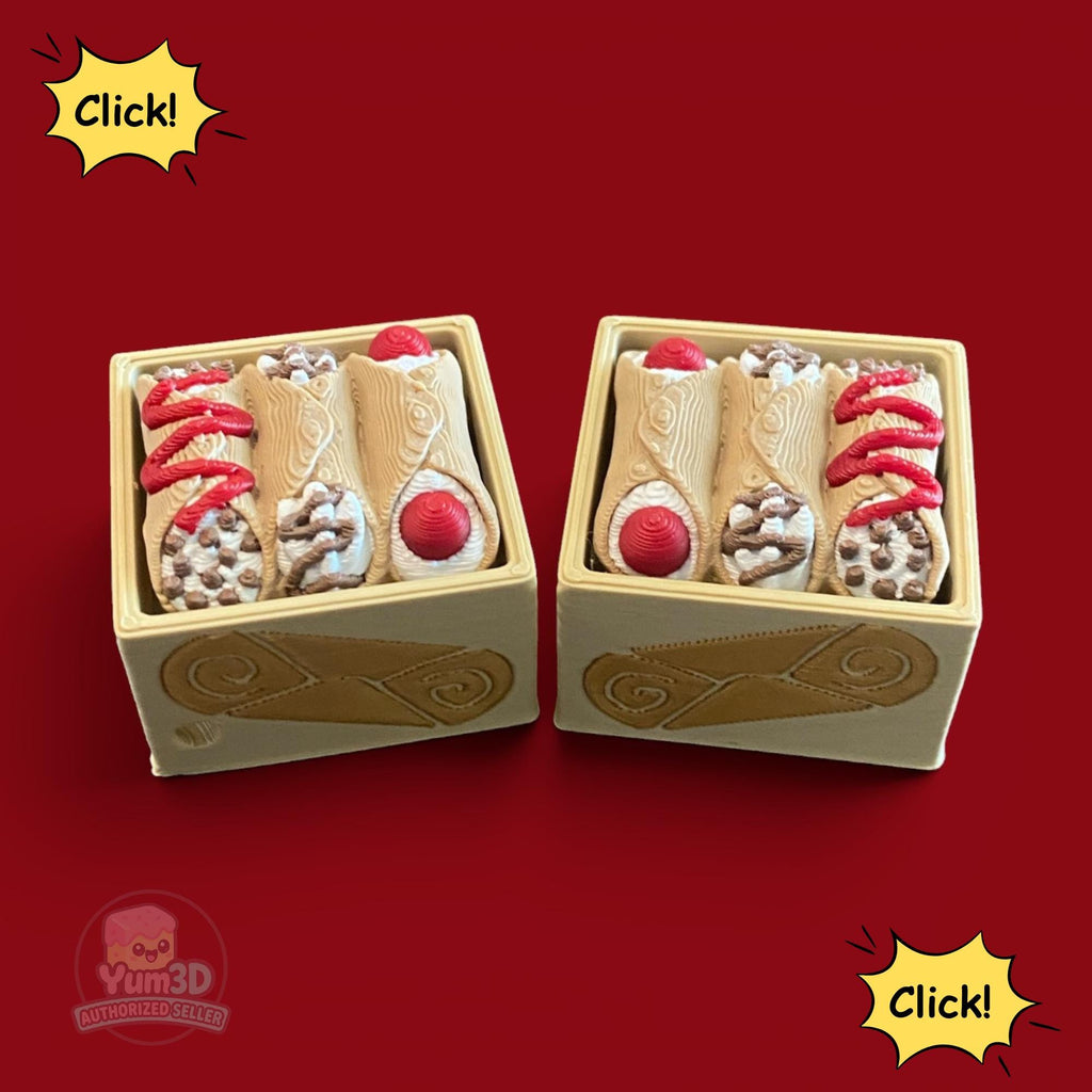 Cannoli Fidget Clicker Keychain | 3D Printed Sensory Toy | Pastry Gift