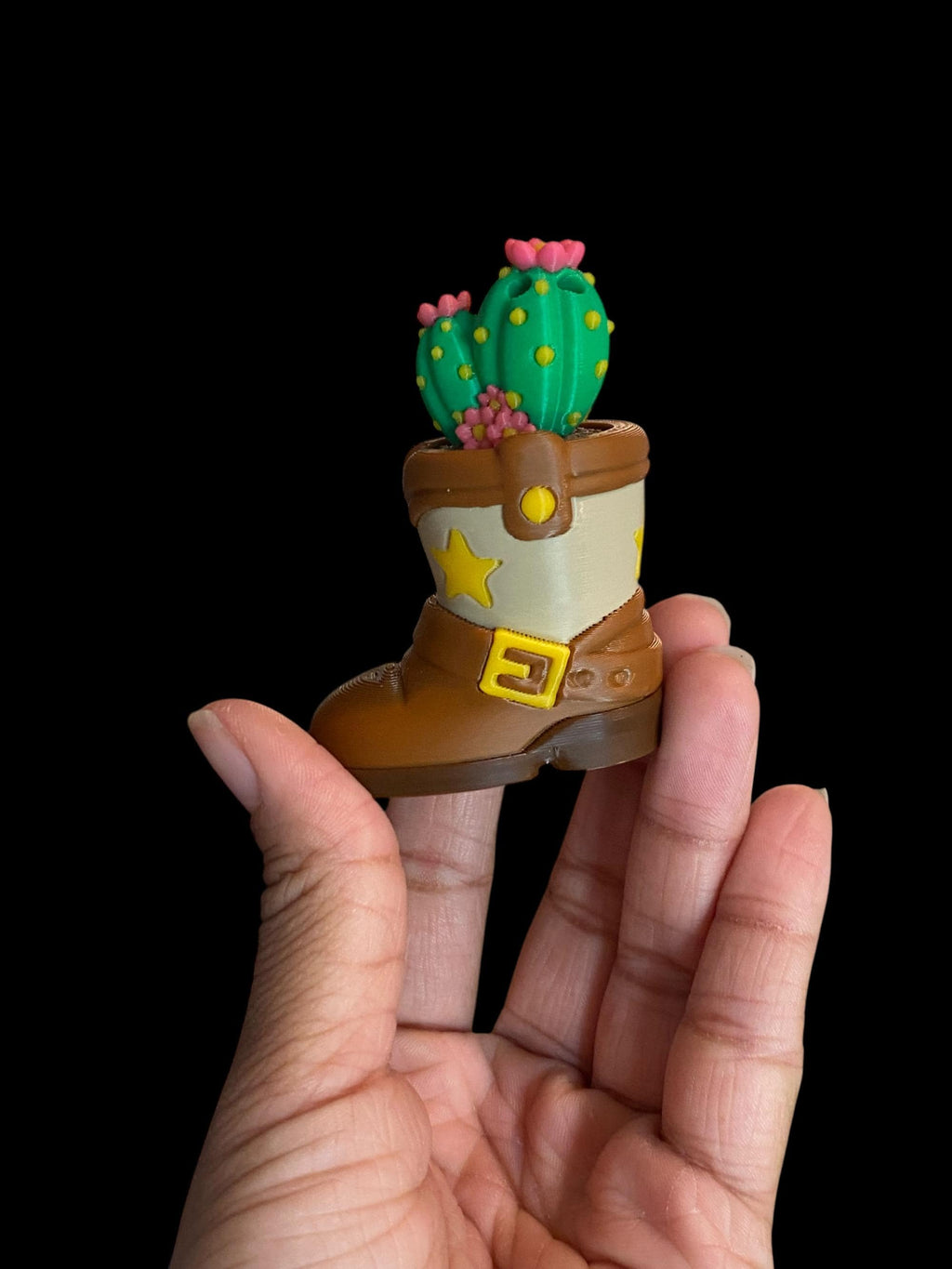 Cactus in Boot Fidget Clicker Keychain | 3D Printed Sensory Toy | Western Gift