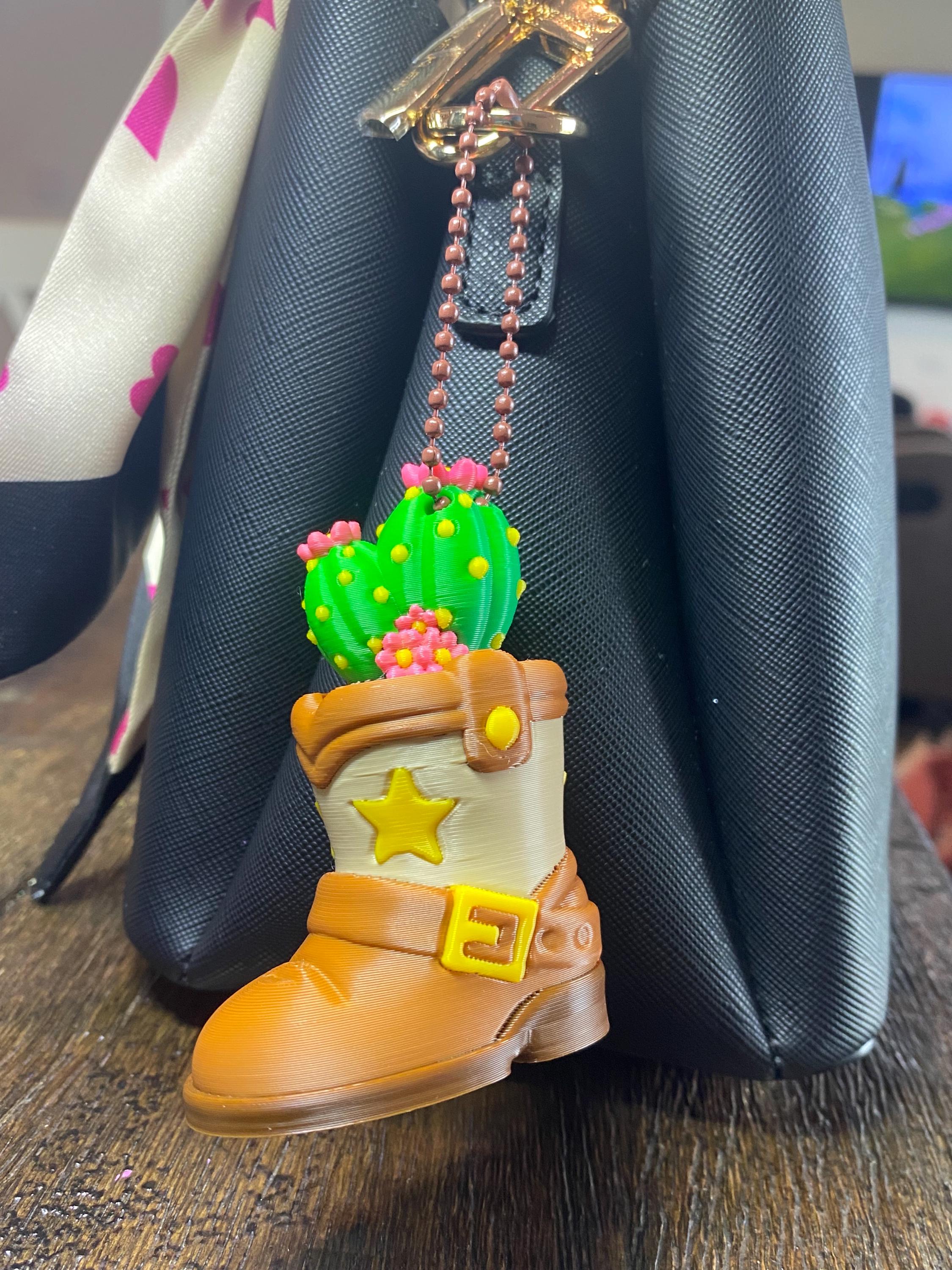 Cactus in Boot Fidget Clicker Keychain | 3D Printed Sensory Toy | Western Gift