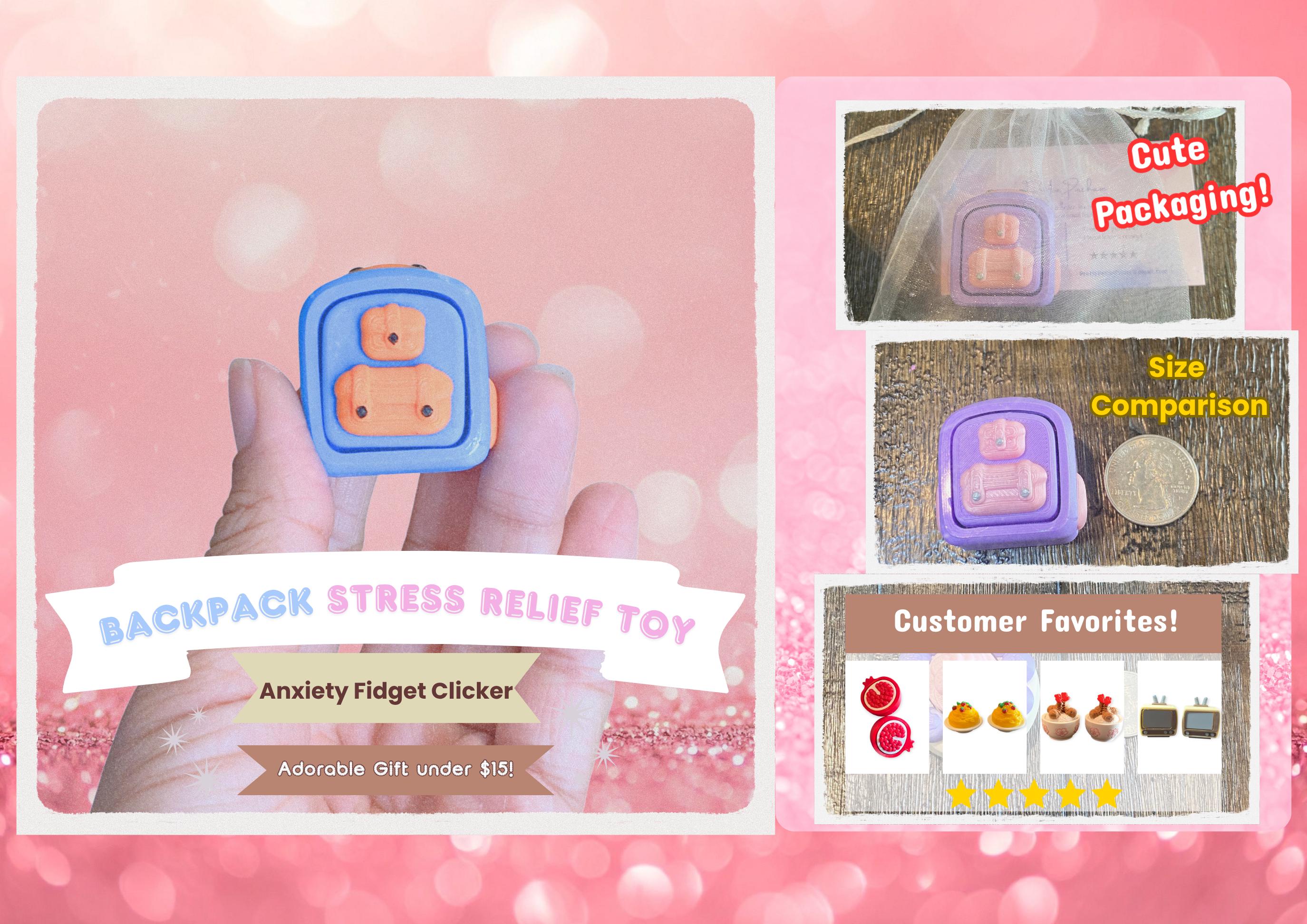 Custom Backpack Fidget Clicker Keychain | 3D Printed Sensory Toy | Student Gift