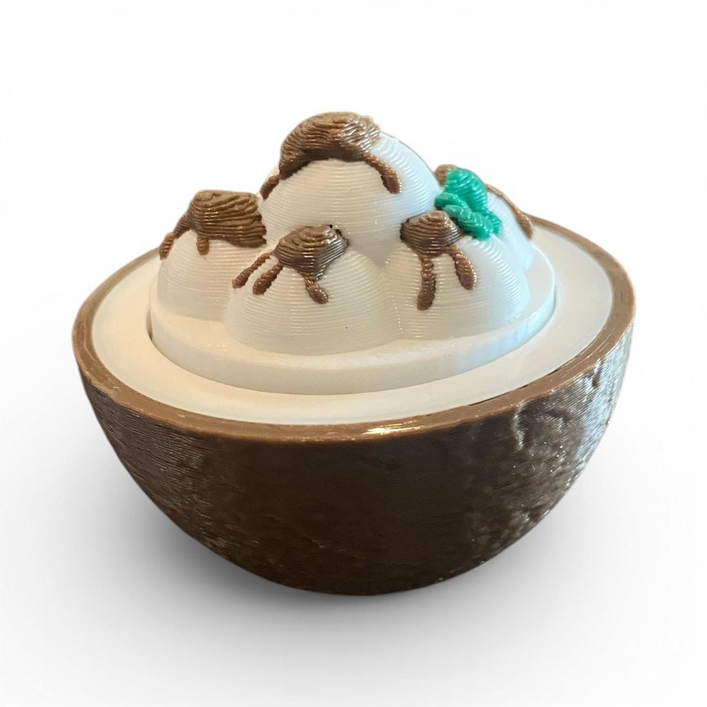 Coconut Ice Cream Sundae Fidget Clicker Keychain | 3D Printed Sensory Toy | Summer Gift