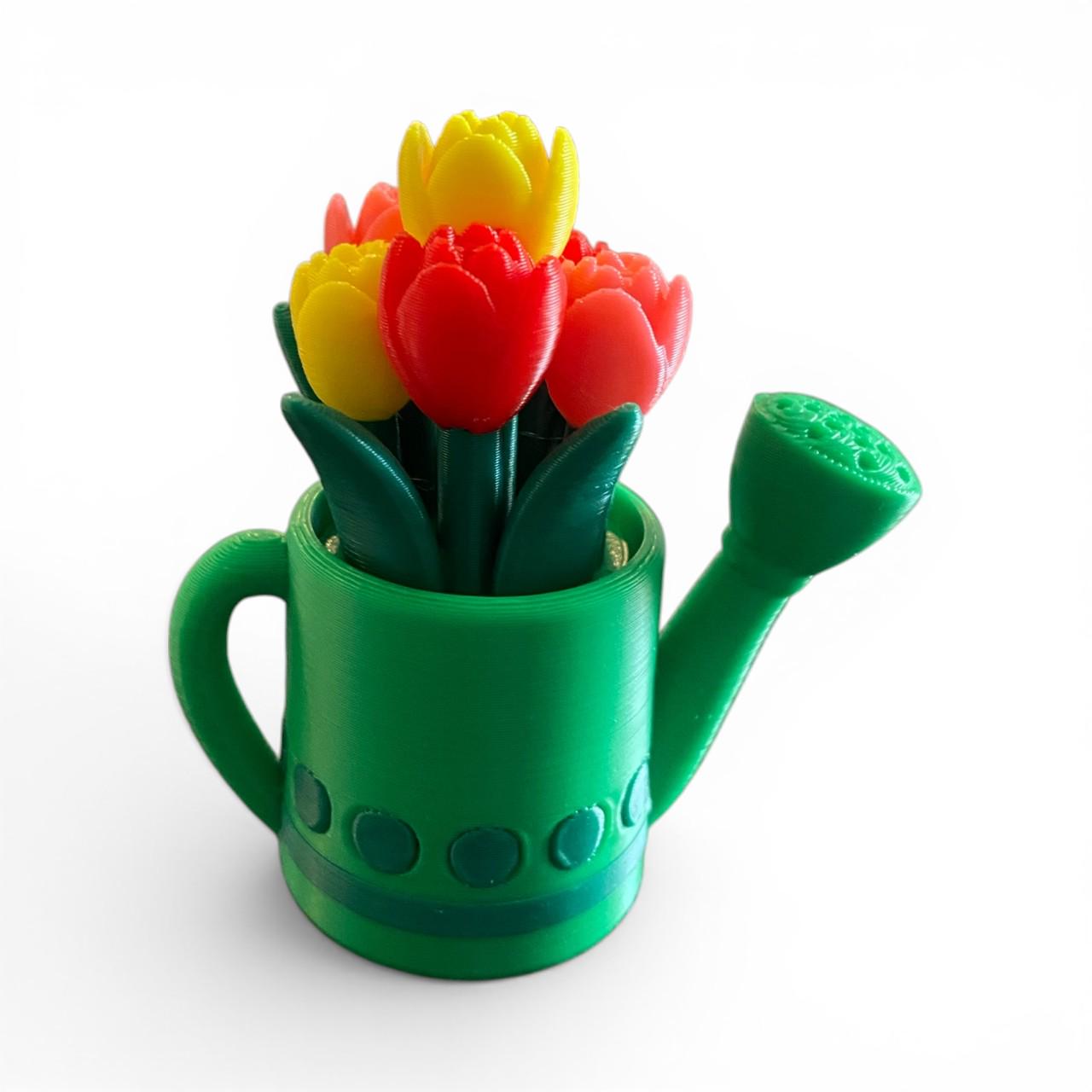 Tulip Watering Can Fidget Clicker Keychain | 3D Printed Sensory Toy | Cottagecore Gift