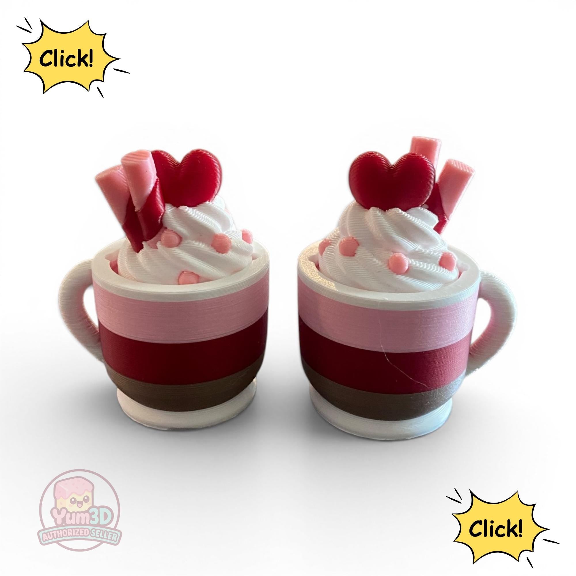 Hot Cocoa Valentine Fidget Clicker Keychain | 3D Printed Sensory Toy | Love Gift
