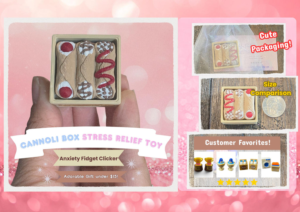 Cannoli Fidget Clicker Keychain | 3D Printed Sensory Toy | Pastry Gift