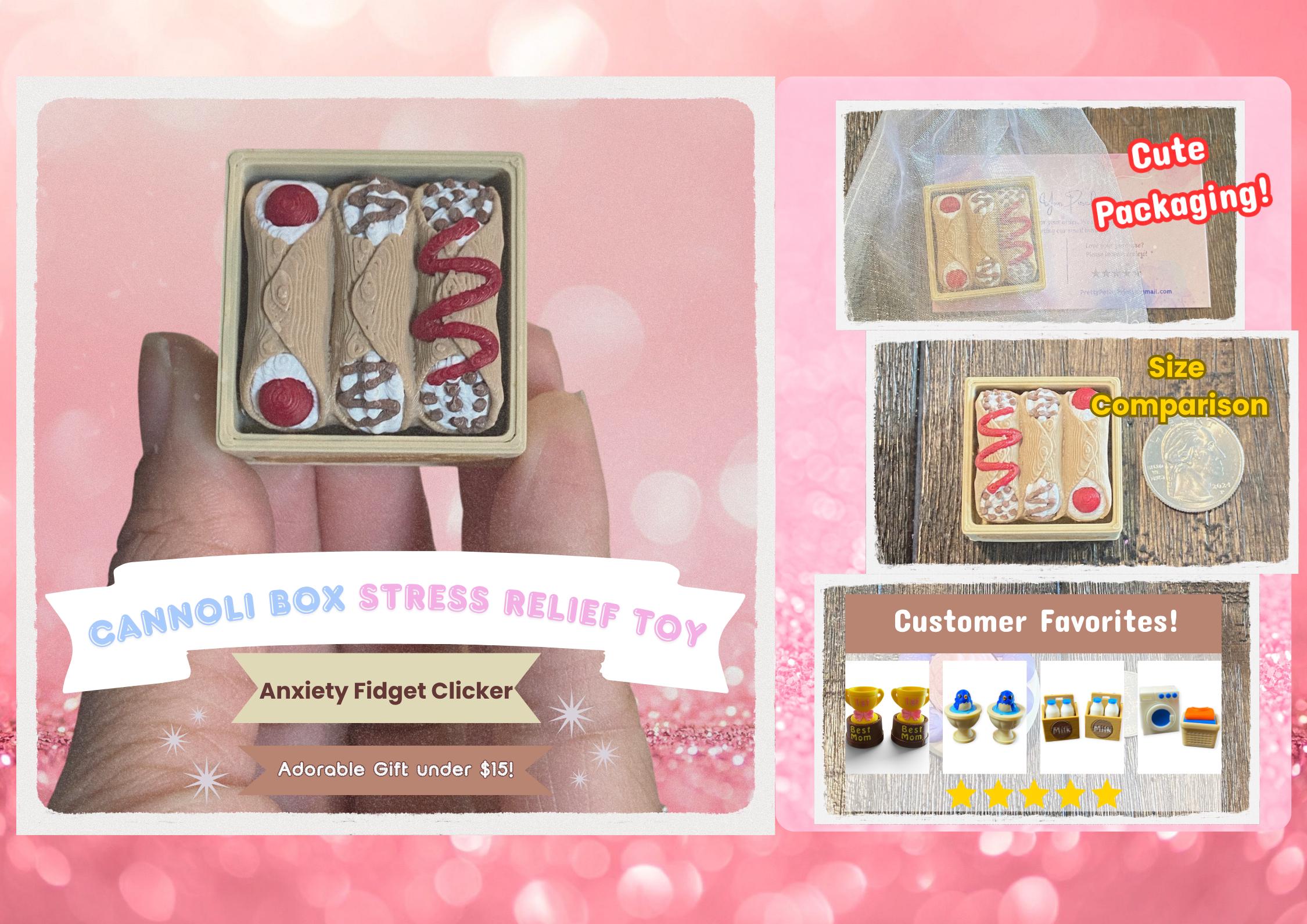 Cannoli Fidget Clicker Keychain | 3D Printed Sensory Toy | Pastry Gift