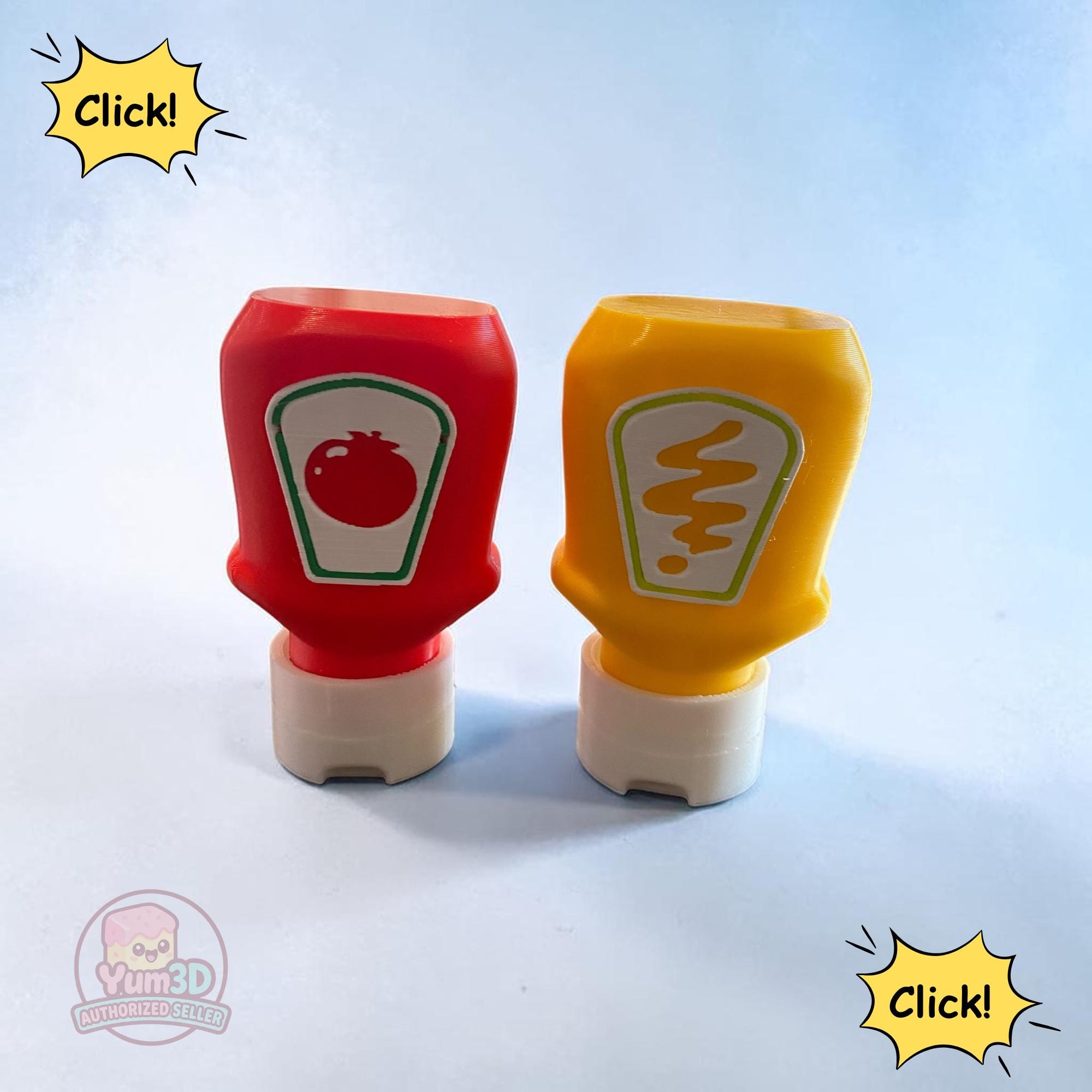 Condiment Set Fidget Clicker Keychain | 3D Printed Sensory Toy | Food Gift