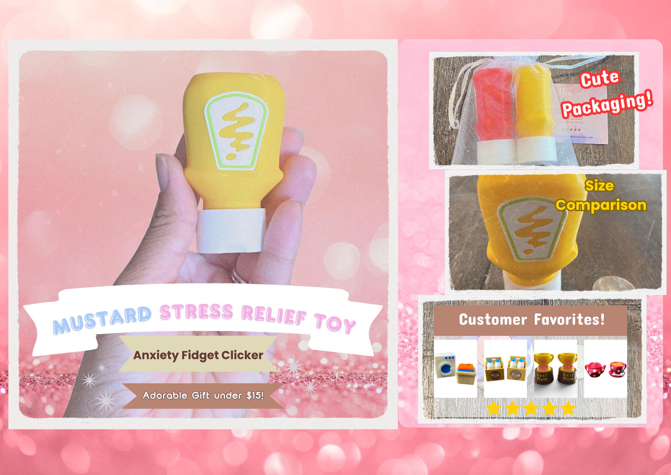 Condiment Set Fidget Clicker Keychain | 3D Printed Sensory Toy | Food Gift