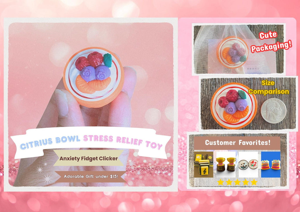 Fruit Bowl Fidget Clicker Keychain | 3D Printed Sensory Toy | Summer Gift