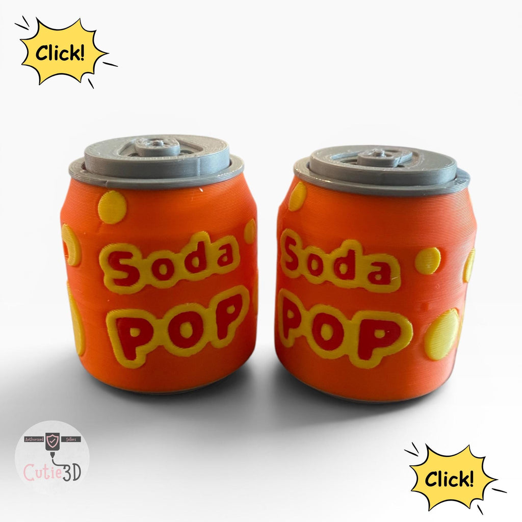 Soda Pop Can Fidget Clicker Keychain | 3D Printed Sensory Toy | Personalized Drink Gift