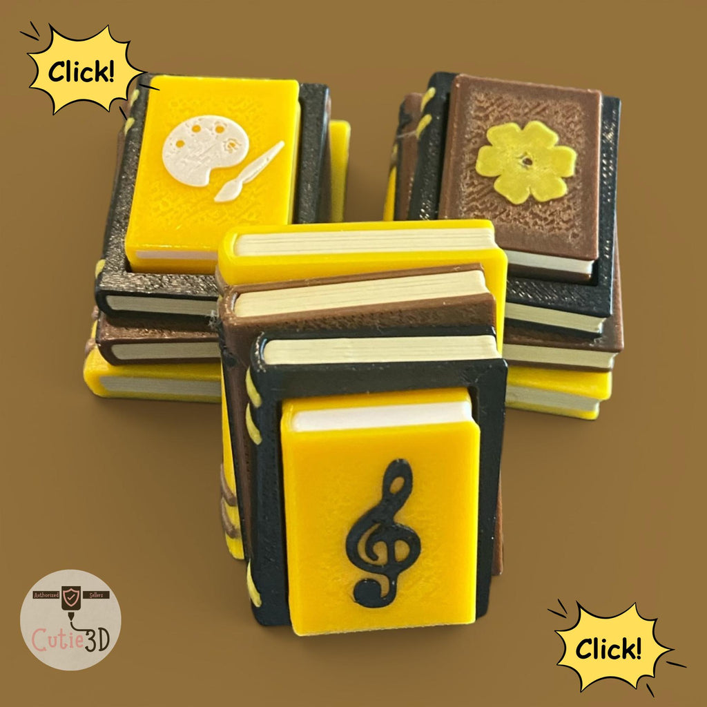 Stacked Books Fidget Clicker Keychain | 3D Printed Sensory Toy | Book Lover Gift