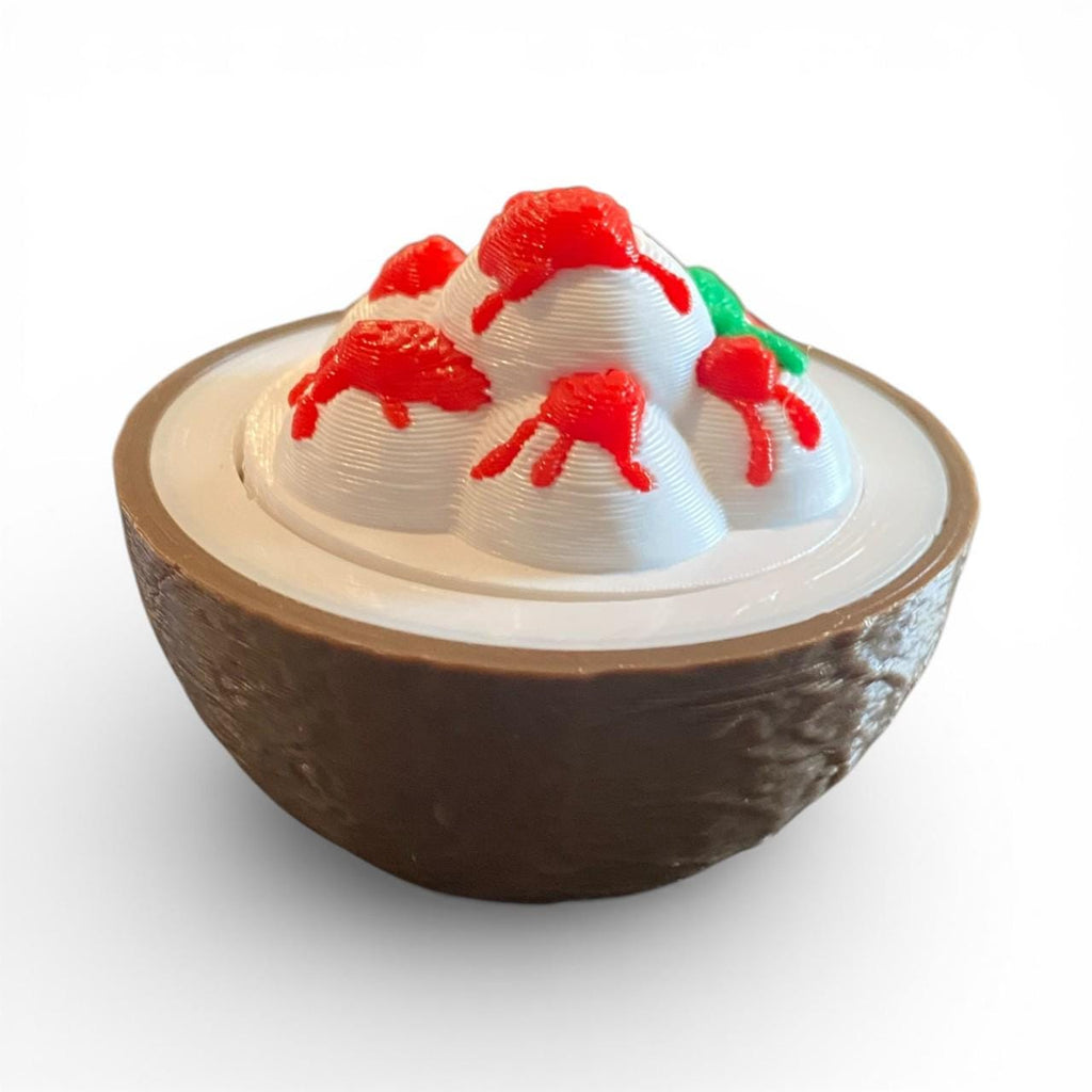 Coconut Ice Cream Sundae Fidget Clicker Keychain | 3D Printed Sensory Toy | Summer Gift