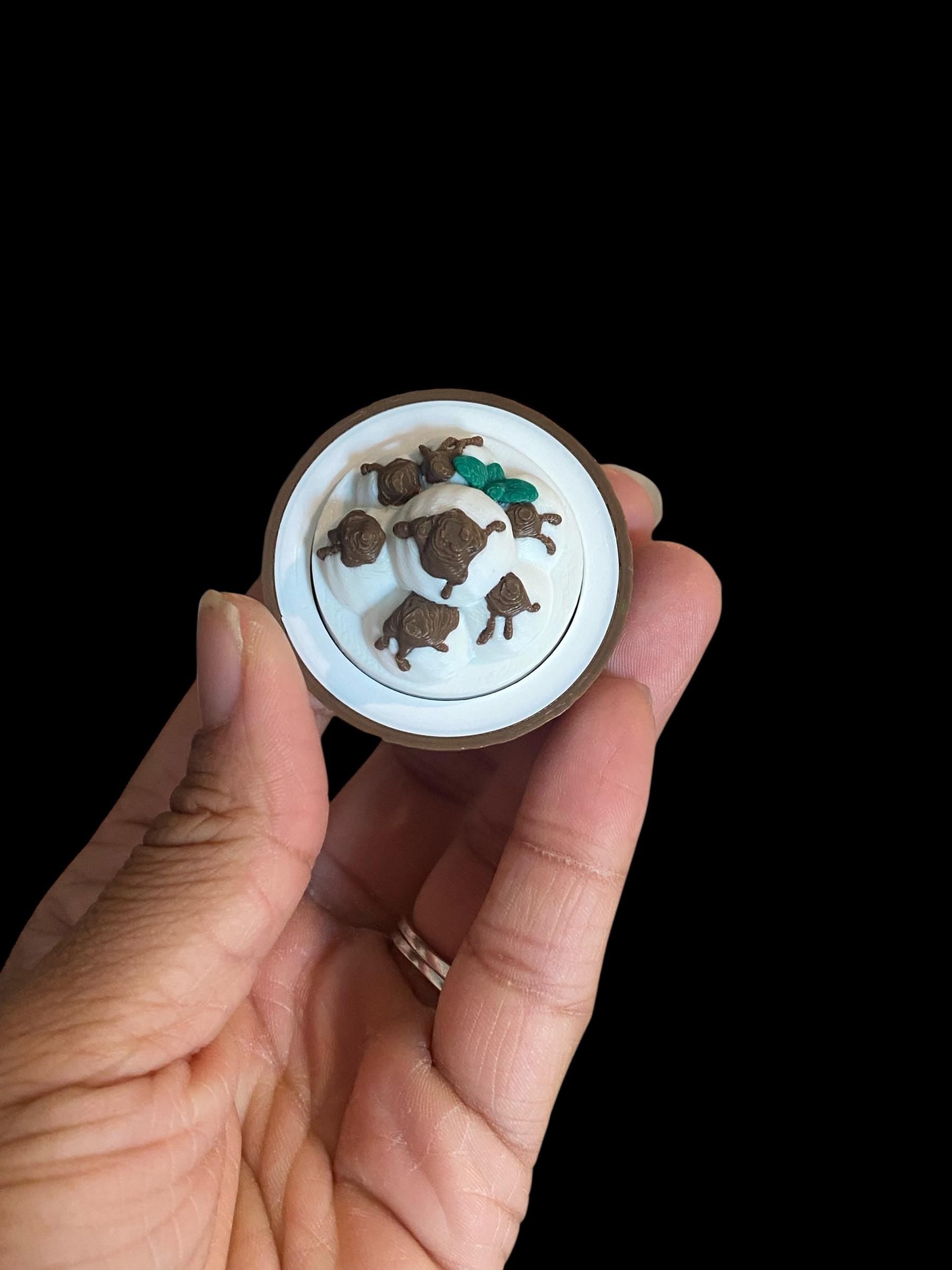 Coconut Ice Cream Sundae Fidget Clicker Keychain | 3D Printed Sensory Toy | Summer Gift