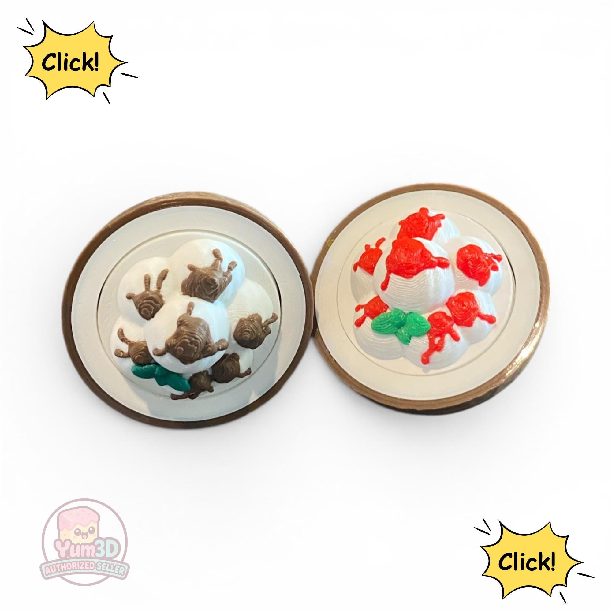 Coconut Ice Cream Sundae Fidget Clicker Keychain | 3D Printed Sensory Toy | Summer Gift