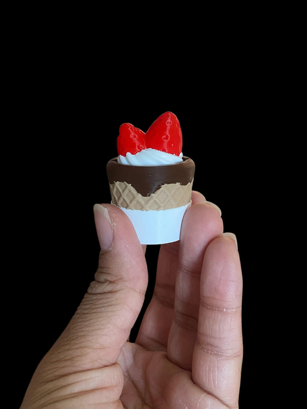 Strawberry Ice Cream Cone Fidget Clicker Keychain | 3D Printed Sensory Toy | Foodie Gift