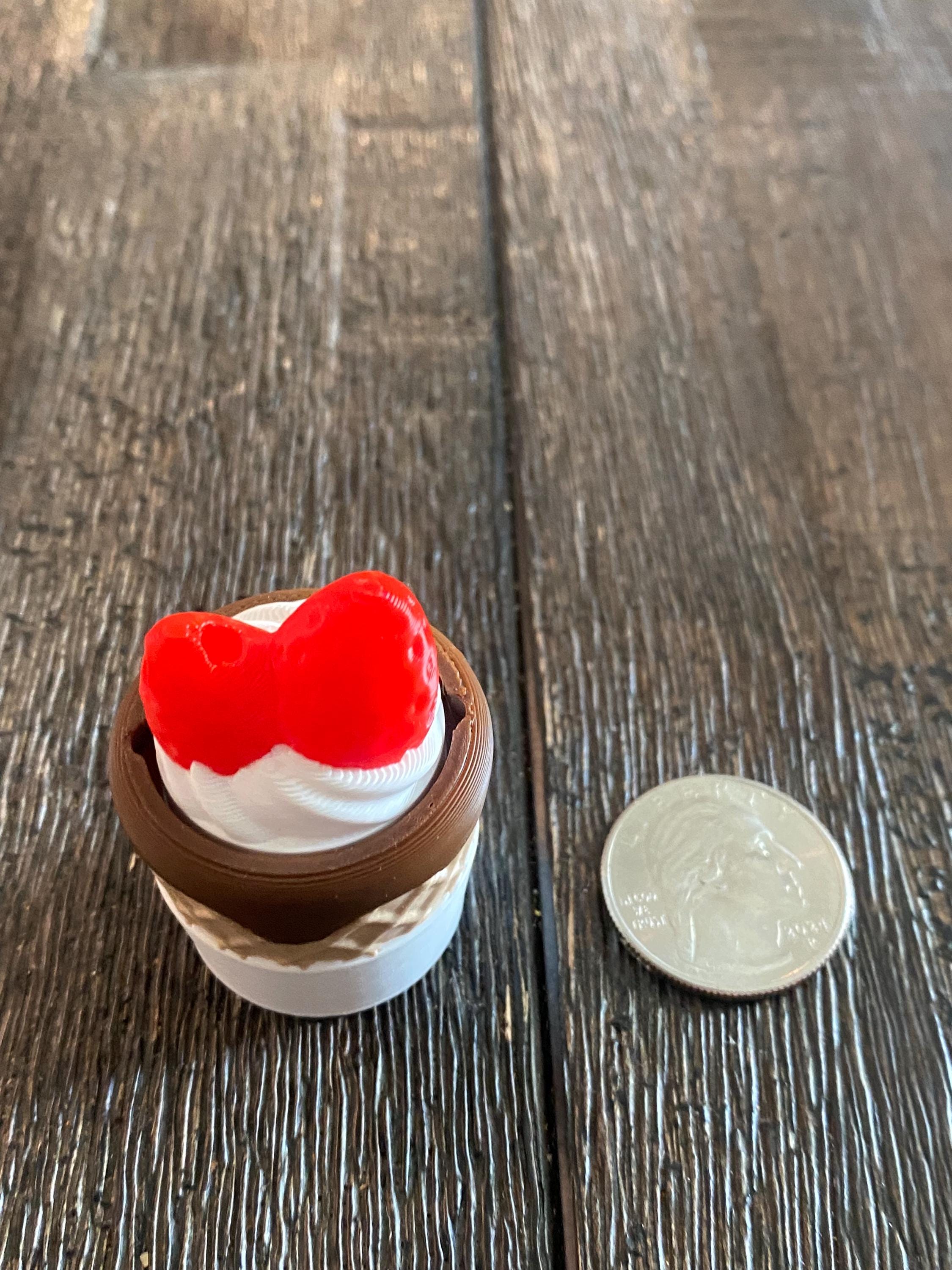 Strawberry Ice Cream Cone Fidget Clicker Keychain | 3D Printed Sensory Toy | Foodie Gift