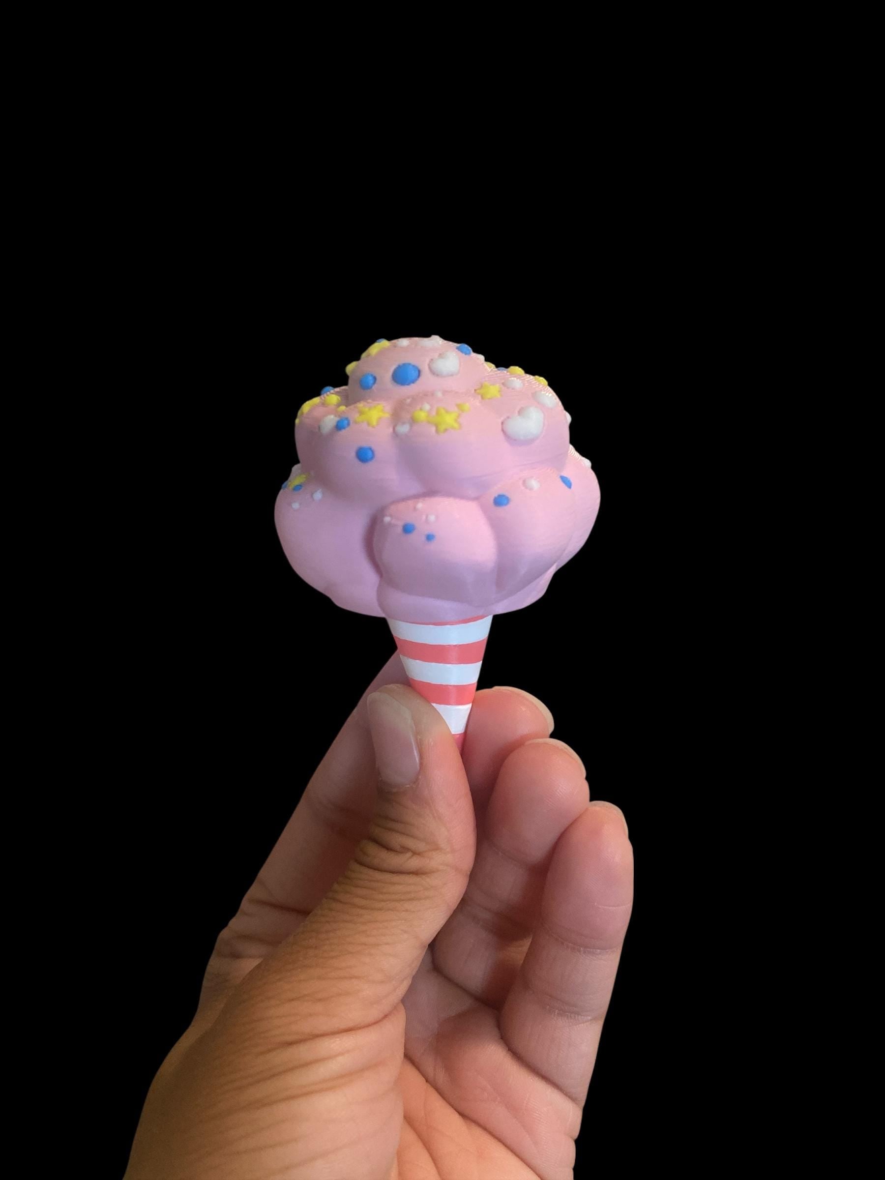 Fluffy Cotton Candy Fidget Clicker | 3D Printed Kawaii Sensory Toy | Dessert Gift