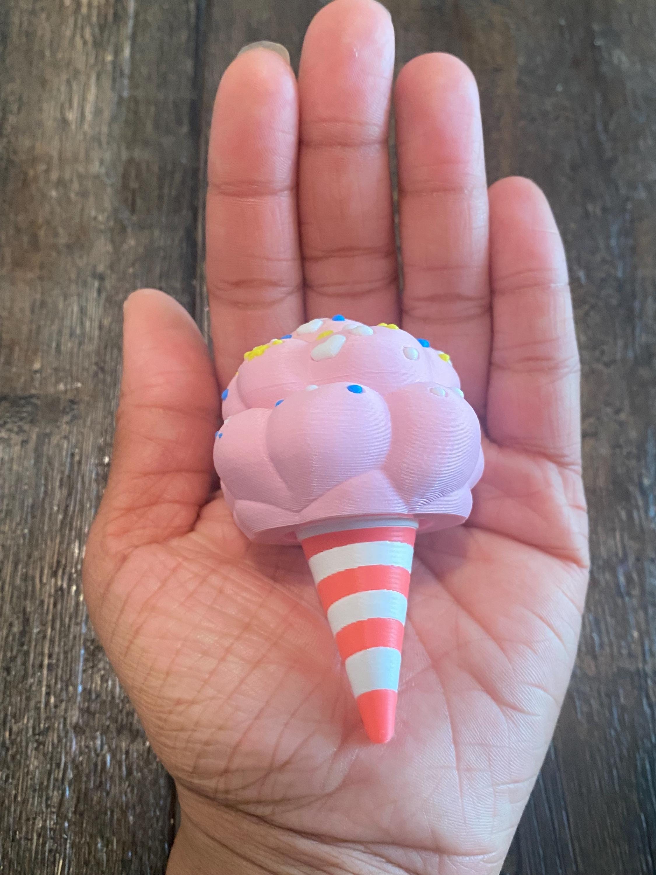 Fluffy Cotton Candy Fidget Clicker | 3D Printed Kawaii Sensory Toy | Dessert Gift