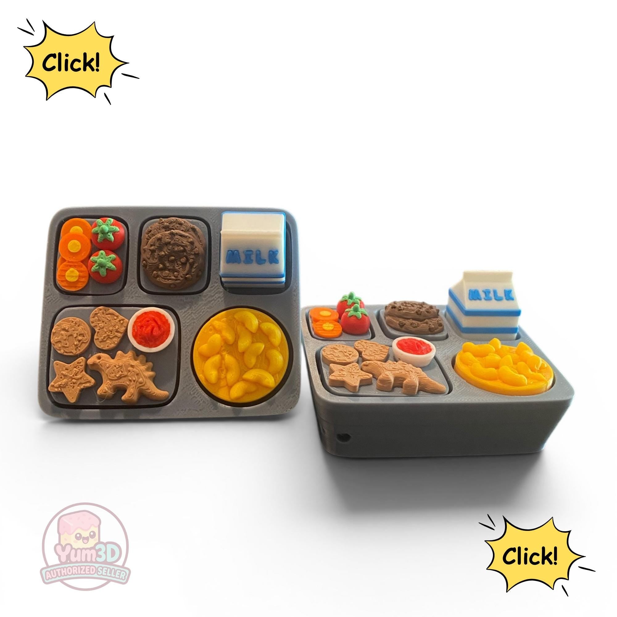 Lunchbox Fidget Clicker Keychain | 3D Printed Sensory Toy | Kawaii Snack Gift