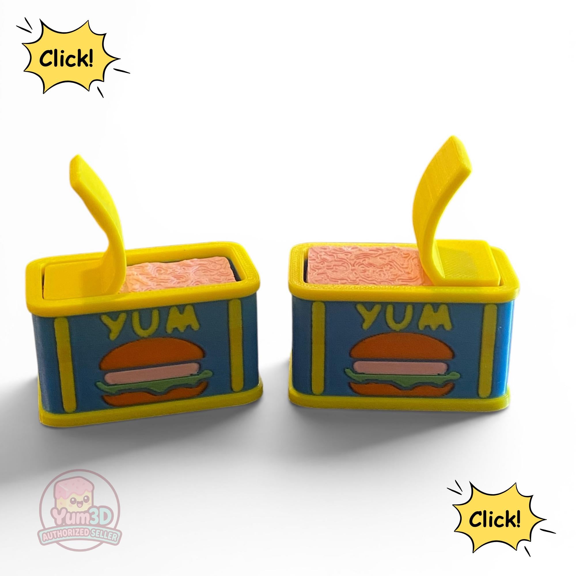 Retro Canned Meat Fidget Clicker Keychain | 3D Printed Sensory Toy | Novelty Gift