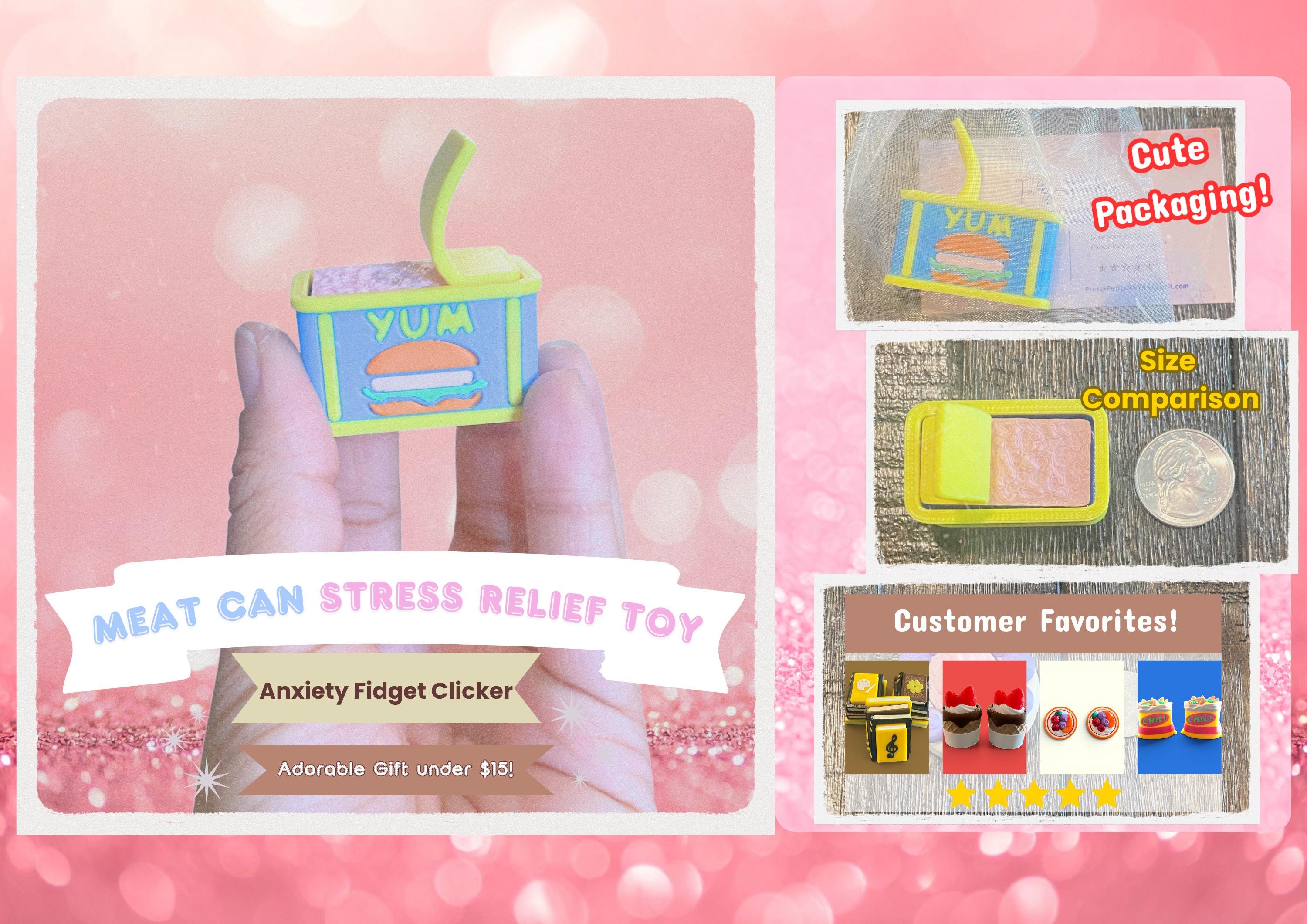 Retro Canned Meat Fidget Clicker Keychain | 3D Printed Sensory Toy | Novelty Gift