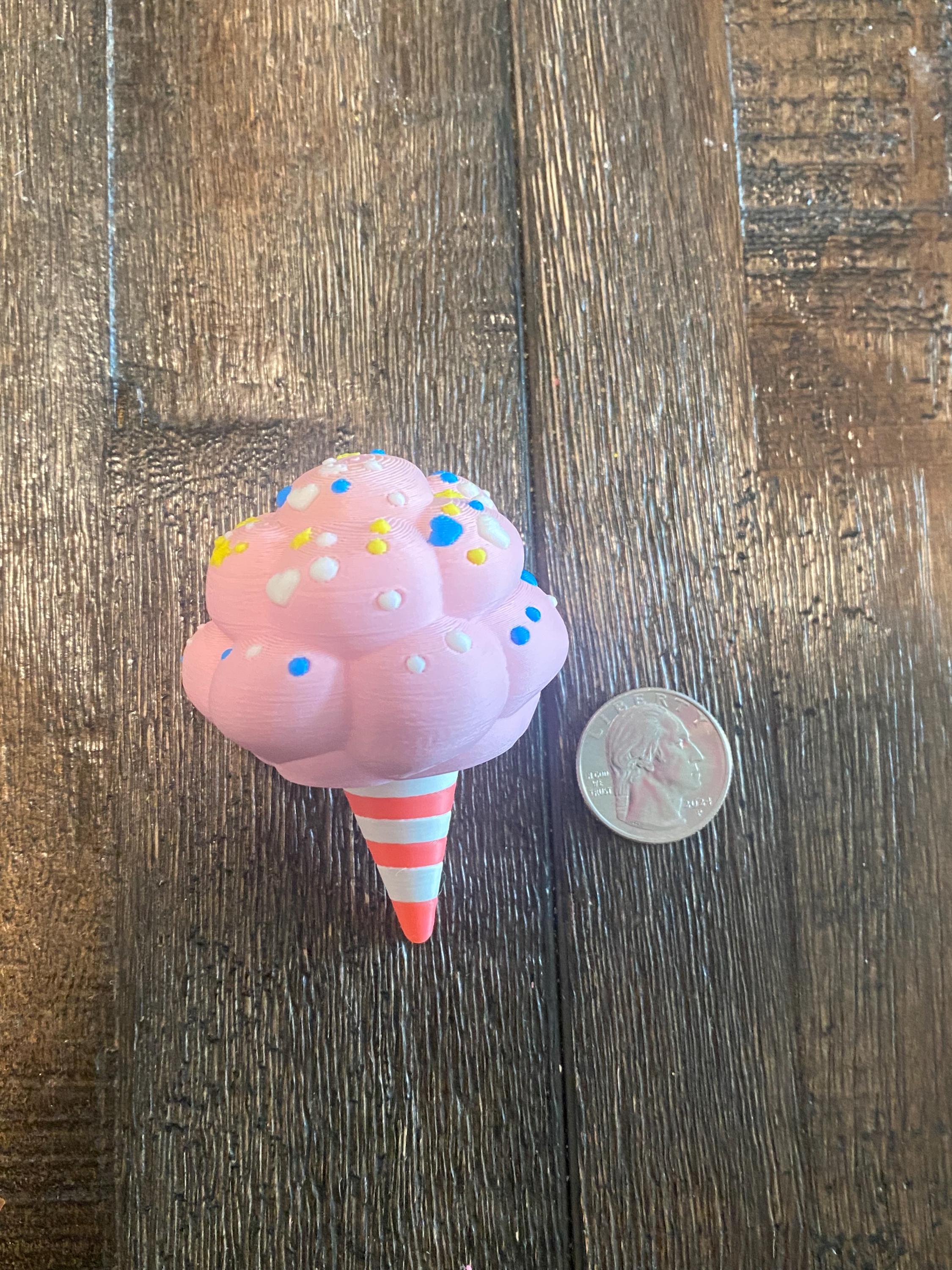 Fluffy Cotton Candy Fidget Clicker | 3D Printed Kawaii Sensory Toy | Dessert Gift