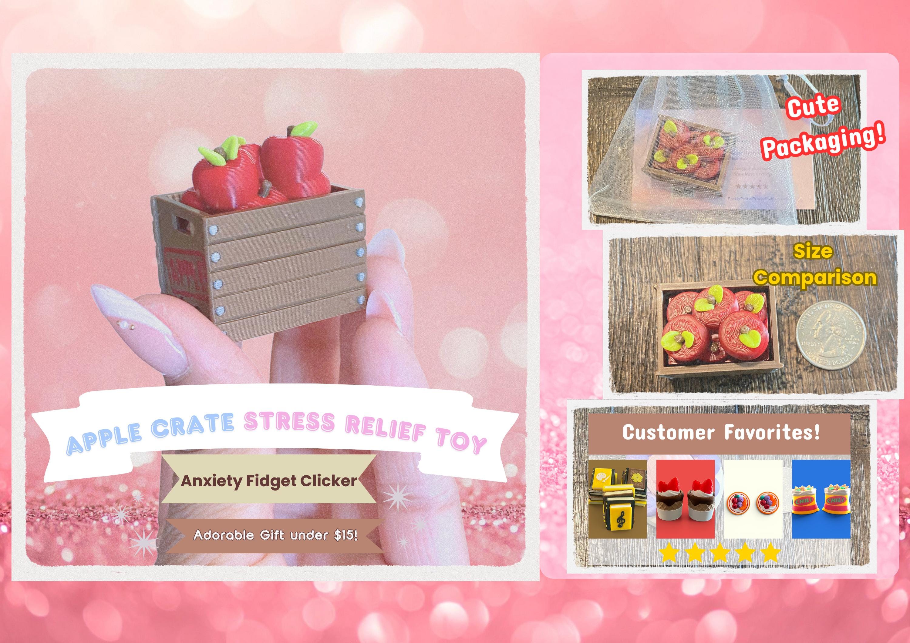 Apple Crate Fidget Clicker Keychain | 3D Printed Sensory Toy | Cottagecore Gift