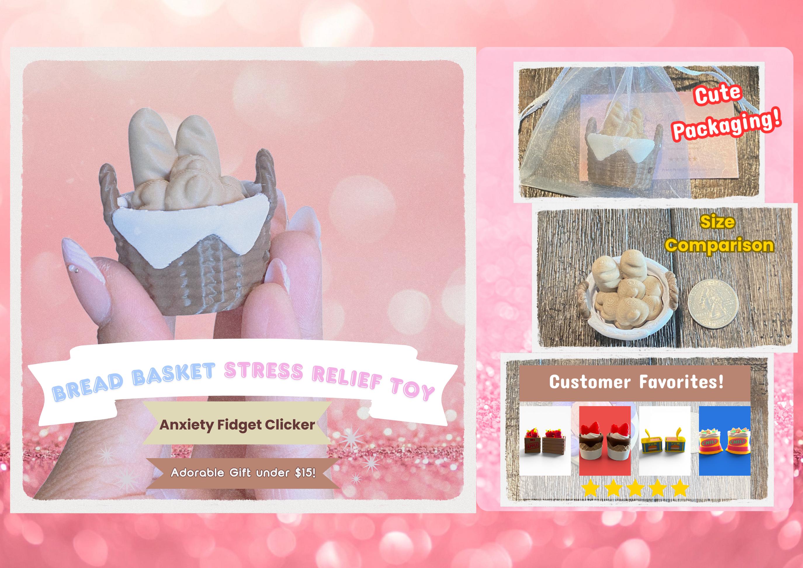 Bread Basket Fidget Clicker Keychain | 3D Printed Sensory Toy | Cottagecore Gift