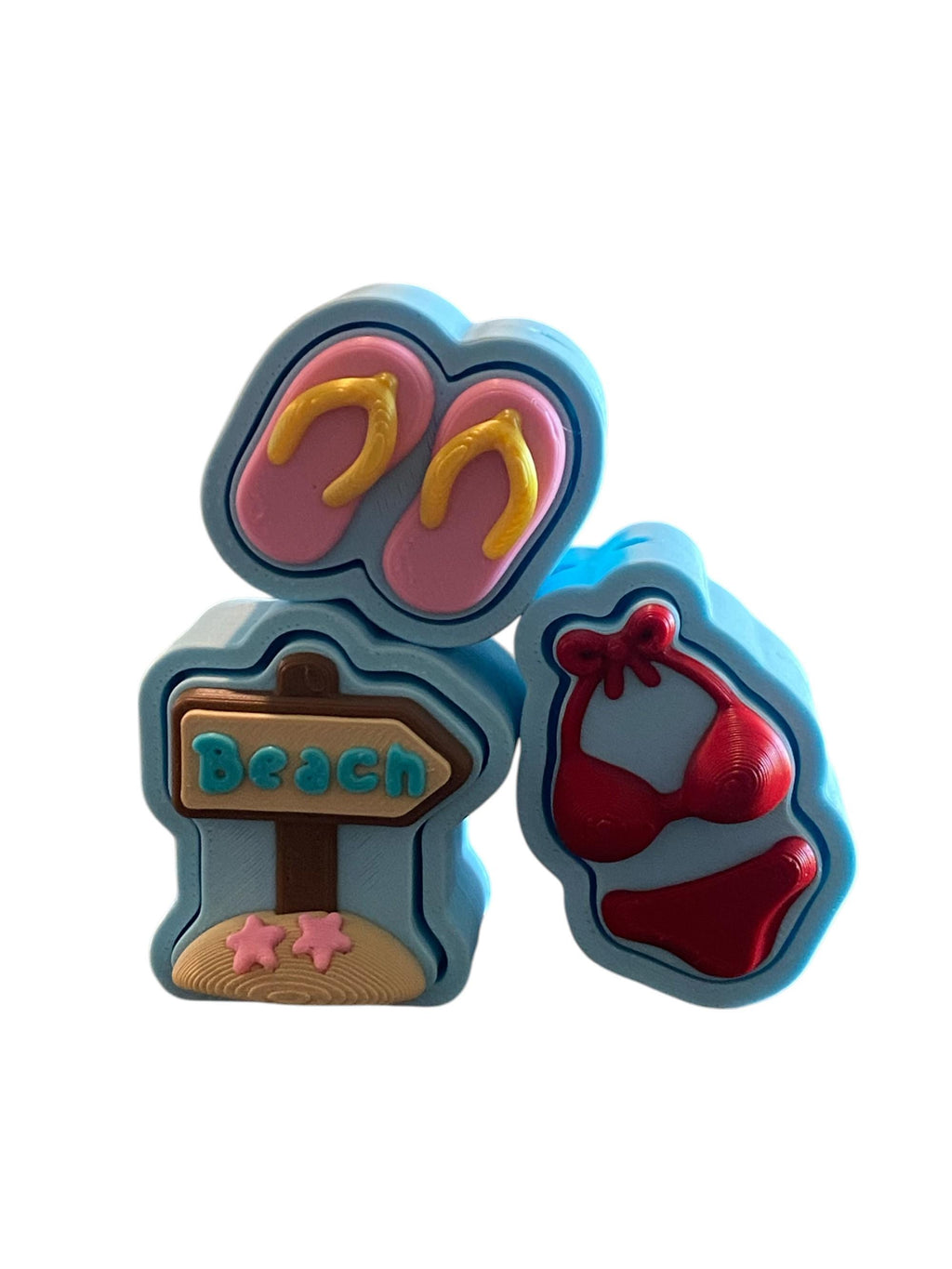 Summer Beach Fidget Clicker Keychain | 3D Printed Sensory Toy | Coastal Gift