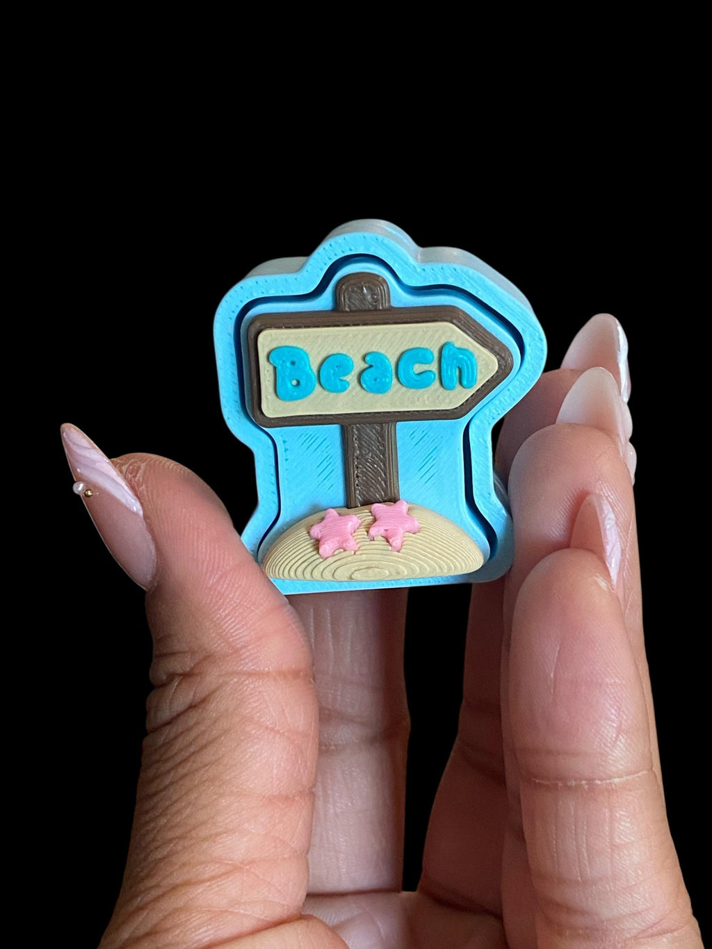 Summer Beach Fidget Clicker Keychain | 3D Printed Sensory Toy | Coastal Gift