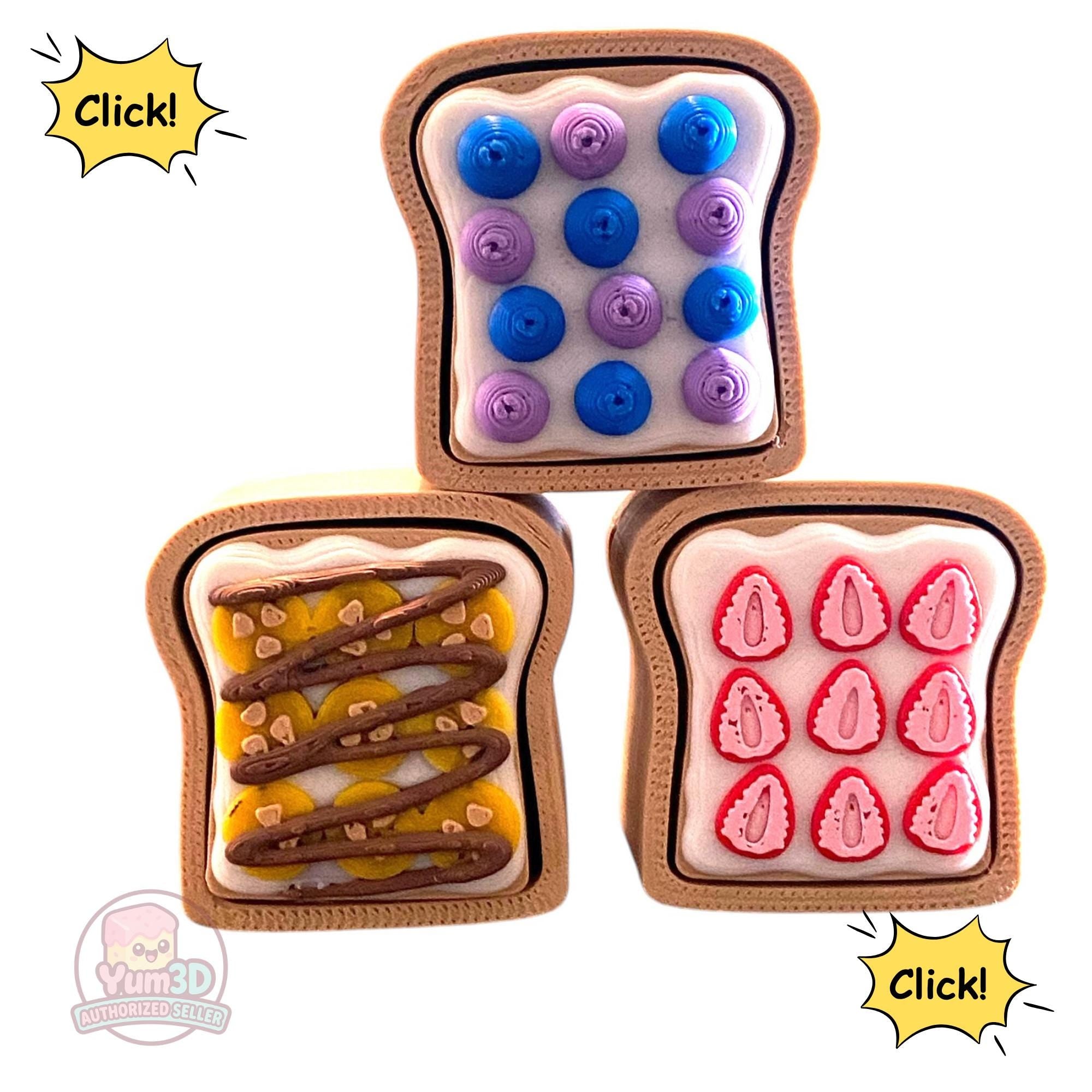 Breakfast Toast Fidget Clicker Keychain | 3D Printed Sensory Toy | Foodie Gift