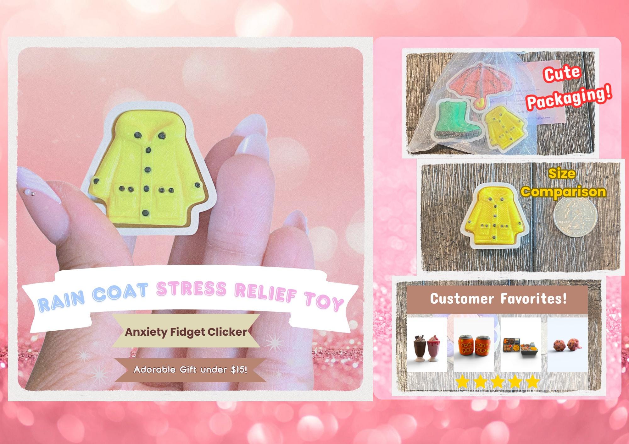 Rain Cloud Fidget Clicker Keychain | 3D Printed Sensory Toy | Cottagecore Gift