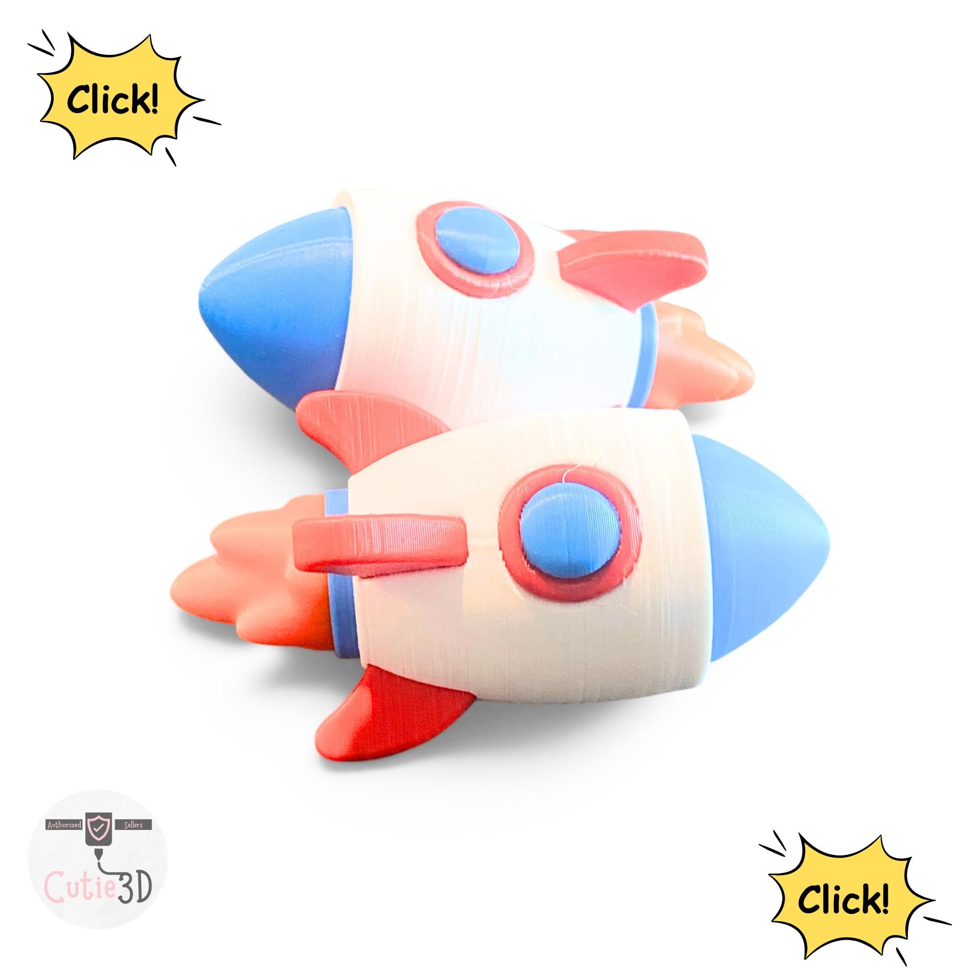 Spaceship Fidget Clicker Keychain | 3D Printed Sensory Toy | Space Lover Gift