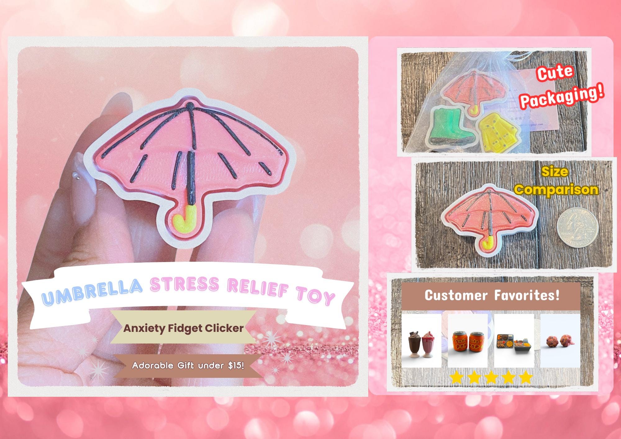 Rain Cloud Fidget Clicker Keychain | 3D Printed Sensory Toy | Cottagecore Gift