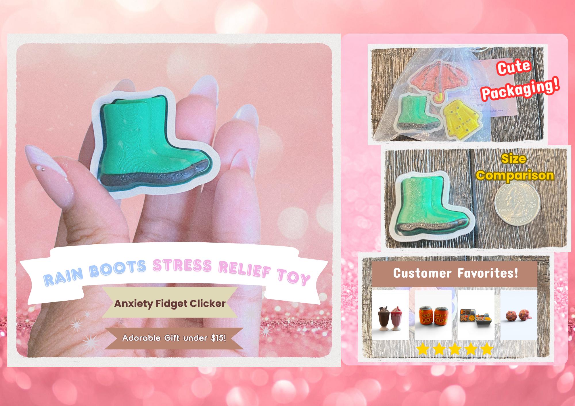 Rain Cloud Fidget Clicker Keychain | 3D Printed Sensory Toy | Cottagecore Gift