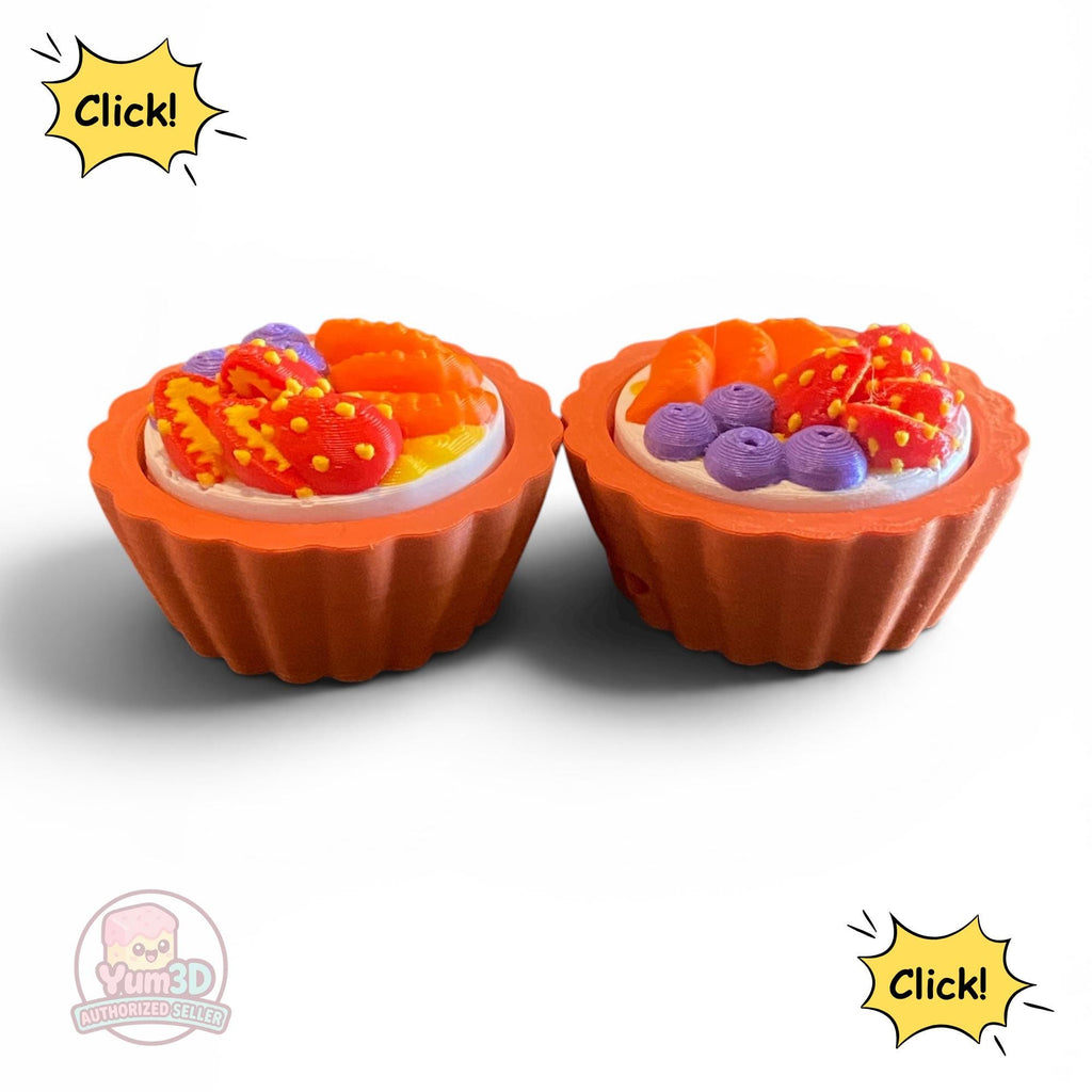 Fruit Cream Tart Fidget Clicker Keychain | 3D Printed Sensory Toy | Cute Fruit Gift
