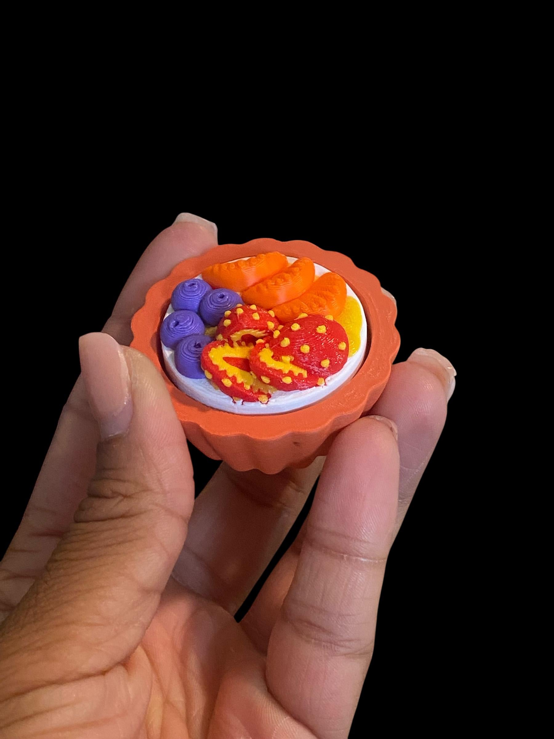 Fruit Cream Tart Fidget Clicker Keychain | 3D Printed Sensory Toy | Cute Fruit Gift