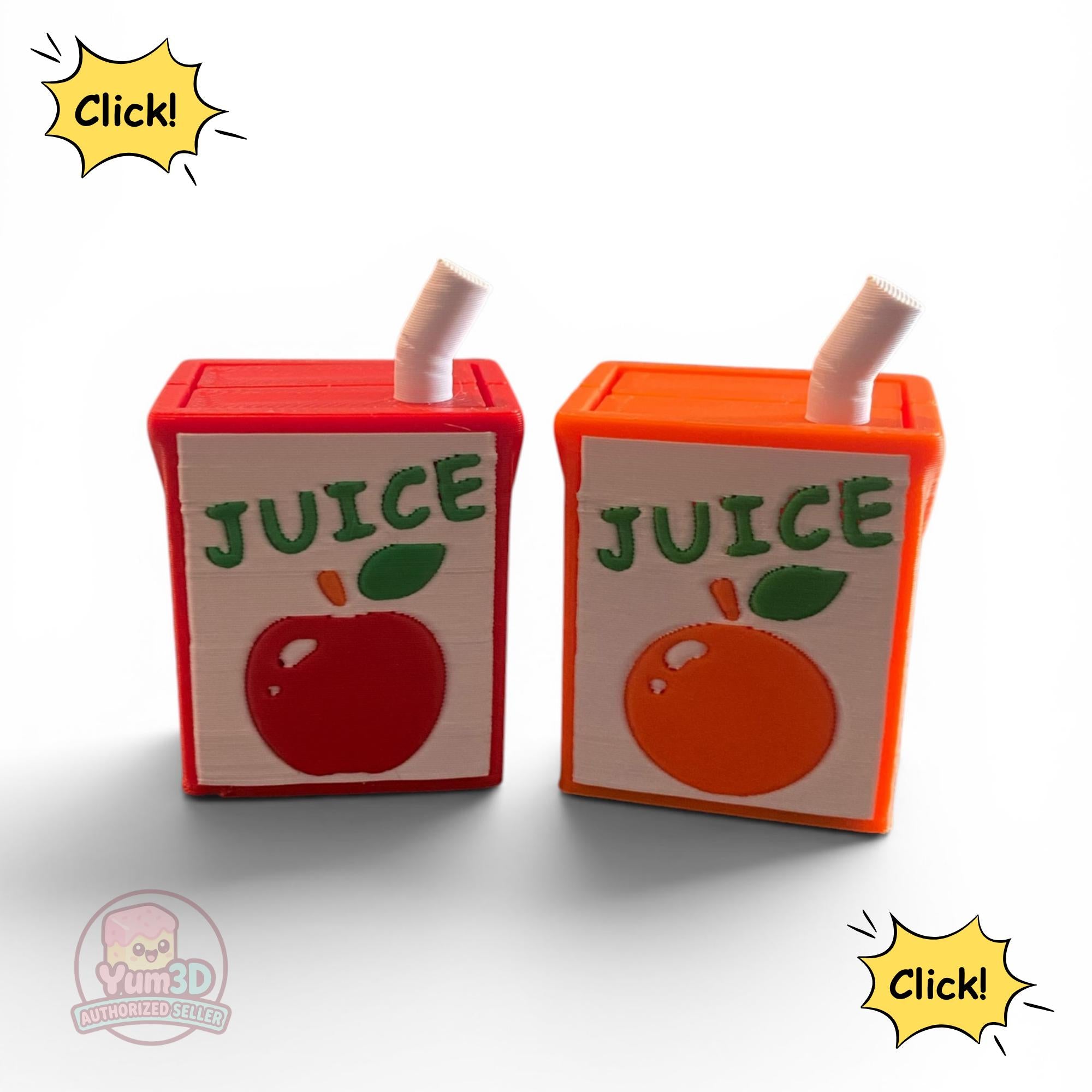 Apple & Orange Juice Box  Fidget Clicker | 3D Printed Sensory Toy | Kawaii Dessert Gift