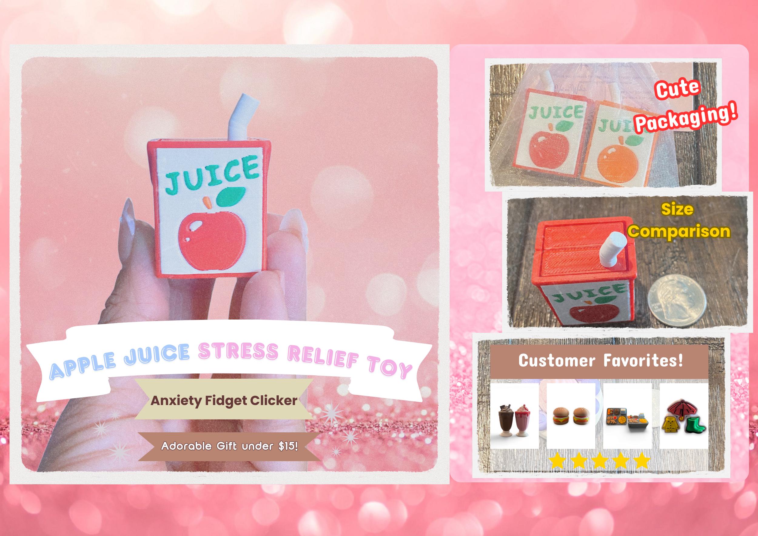 Apple & Orange Juice Box  Fidget Clicker | 3D Printed Sensory Toy | Kawaii Dessert Gift