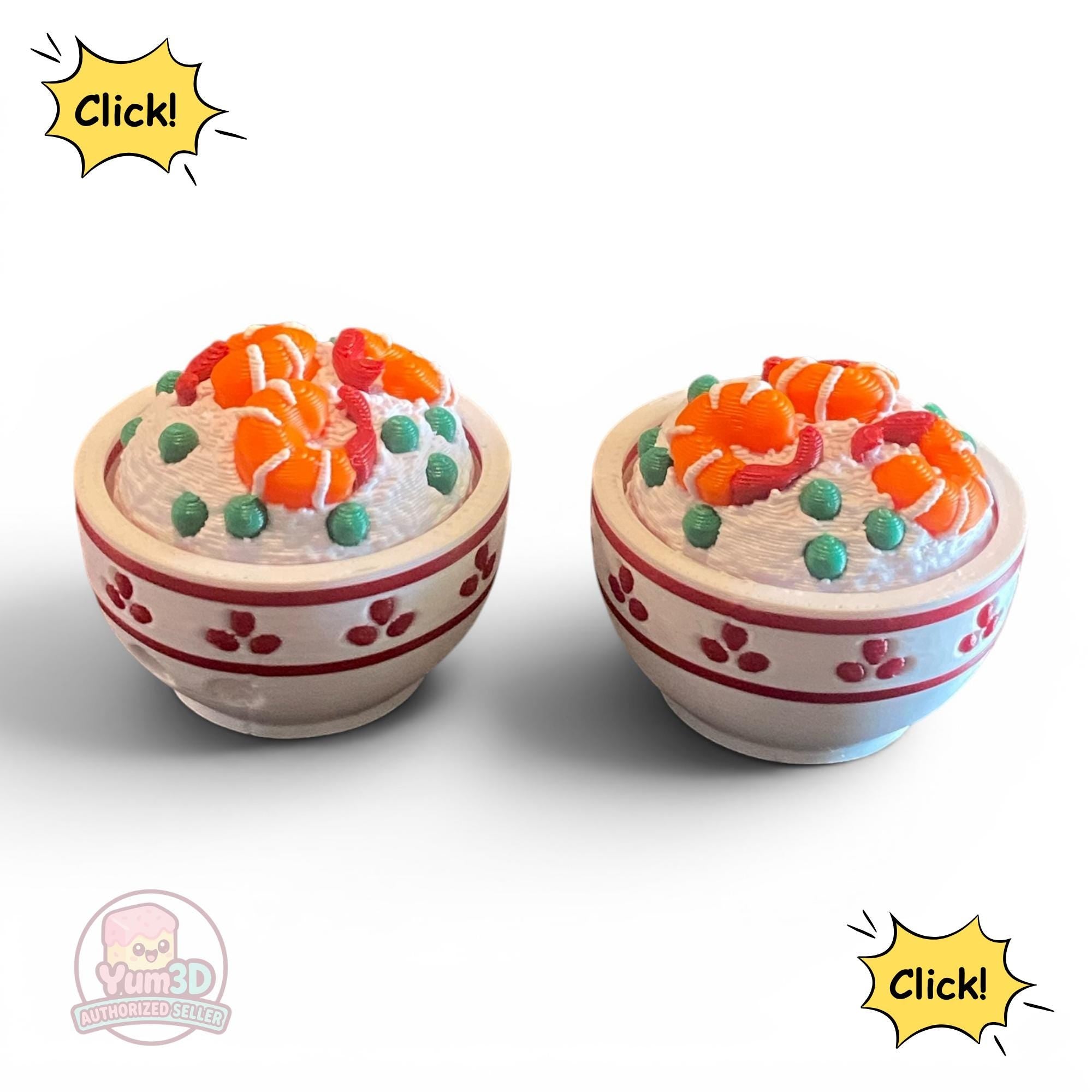 Shrimp Fried Rice Ramen Fidget Clicker | 3D Printed Kawaii Sensory Toy | Foodie Gift