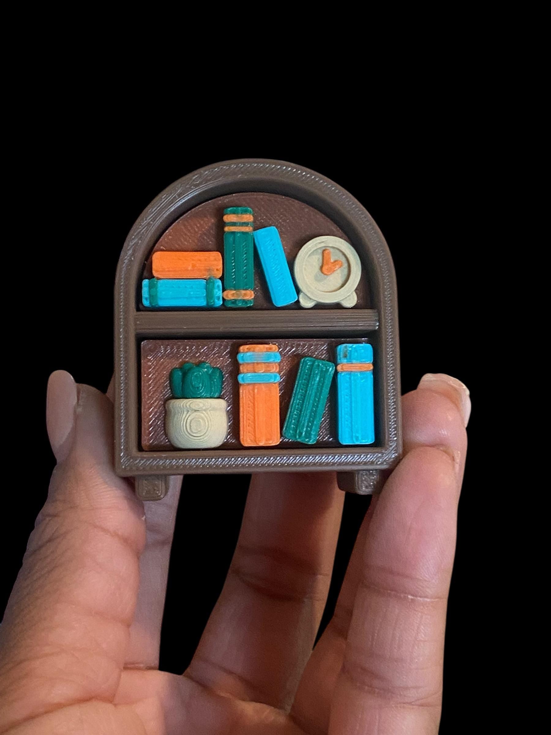 Cozy Bookshelf Fidget Clicker Keychain | 3D Printed Sensory Toy | Book Lover Gift