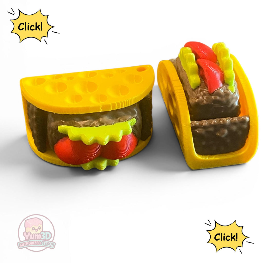 Taco Fidget Clicker Keychain | 3D Printed Sensory Toy | Cute Foodie Gift