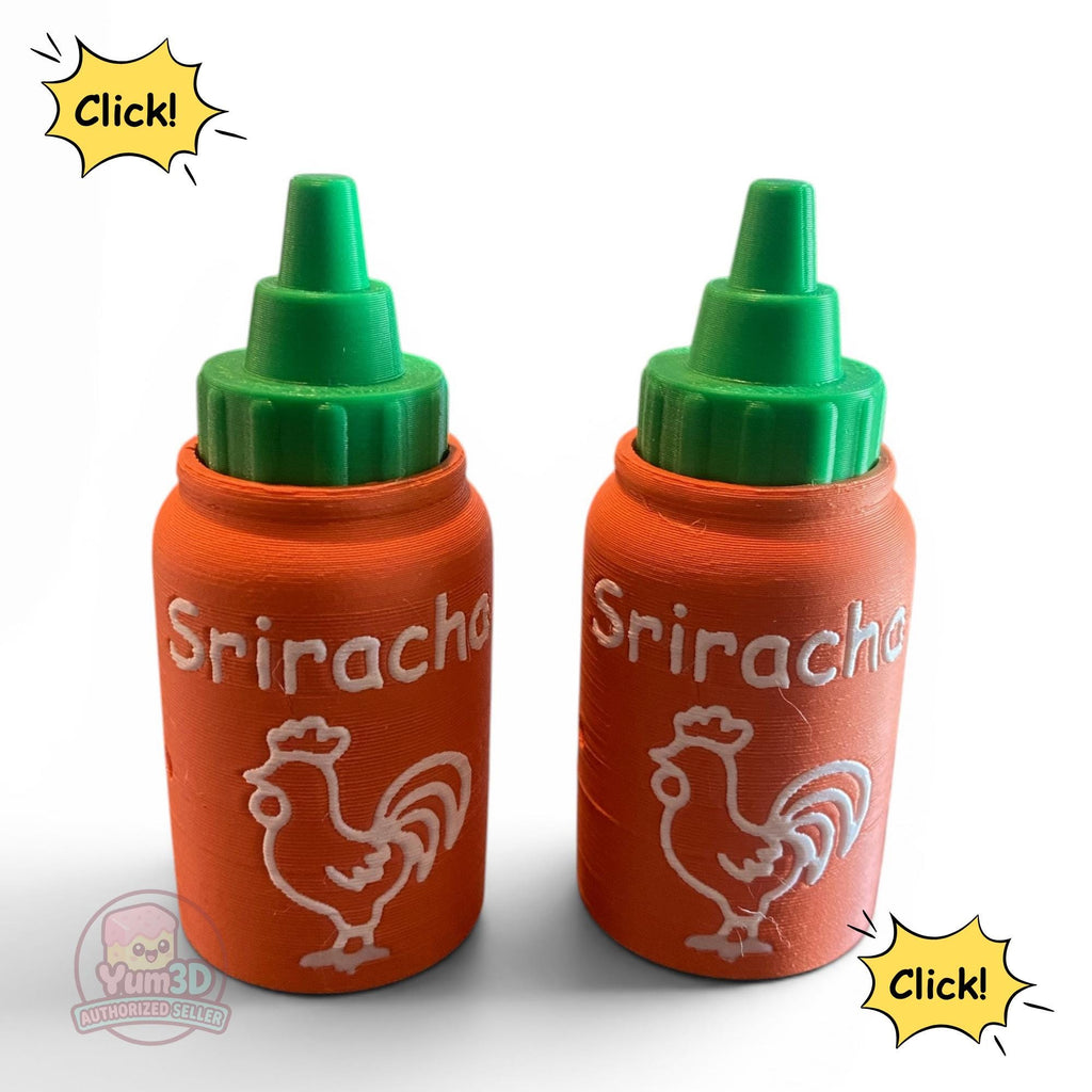 Sriracha Hot Sauce Fidget Clicker Keychain | 3D Printed Sensory Toy | Funny Foodie Gift