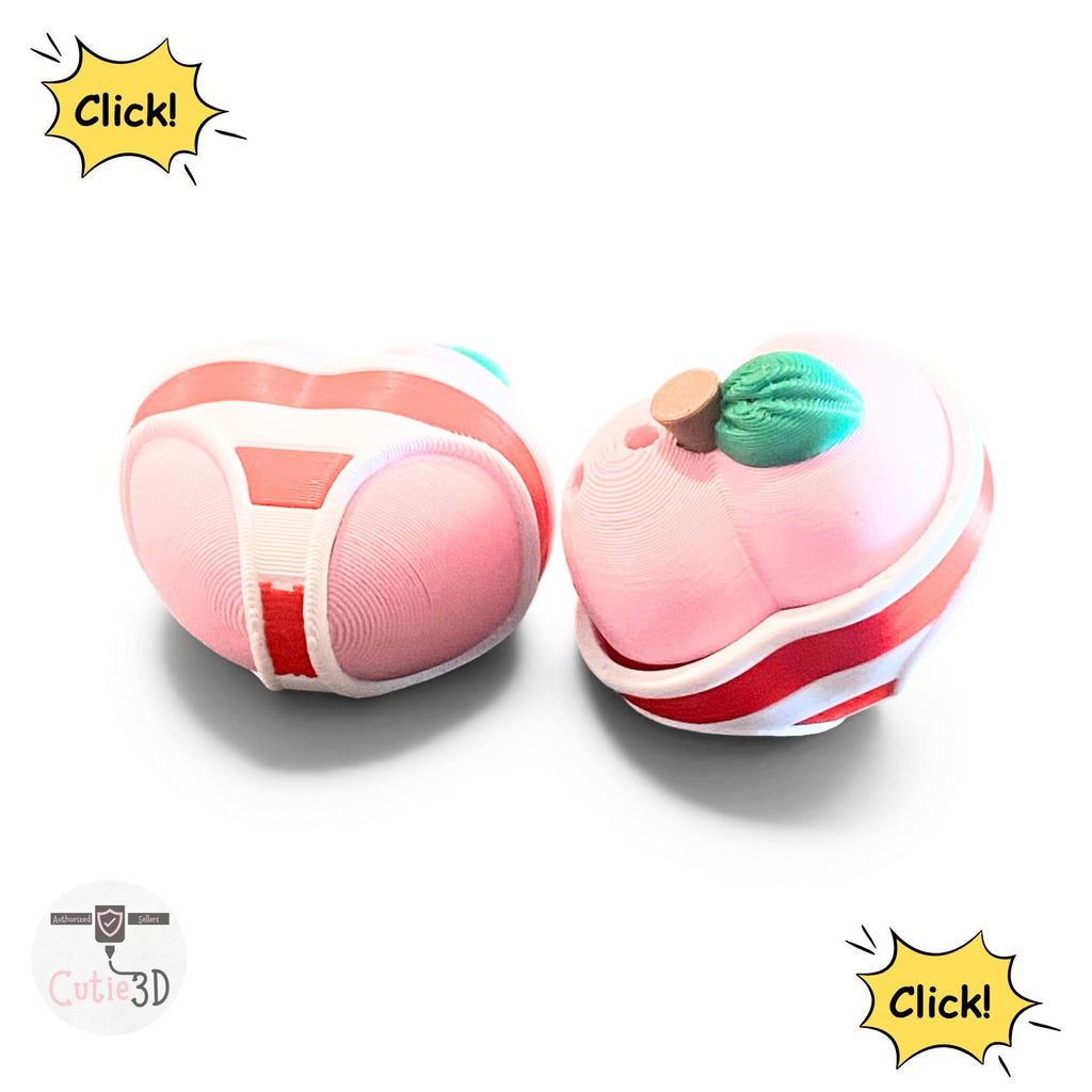 Summer Peach Fidget Clicker Keychain | 3D Printed Sensory Toy | Cute Fruit Gift