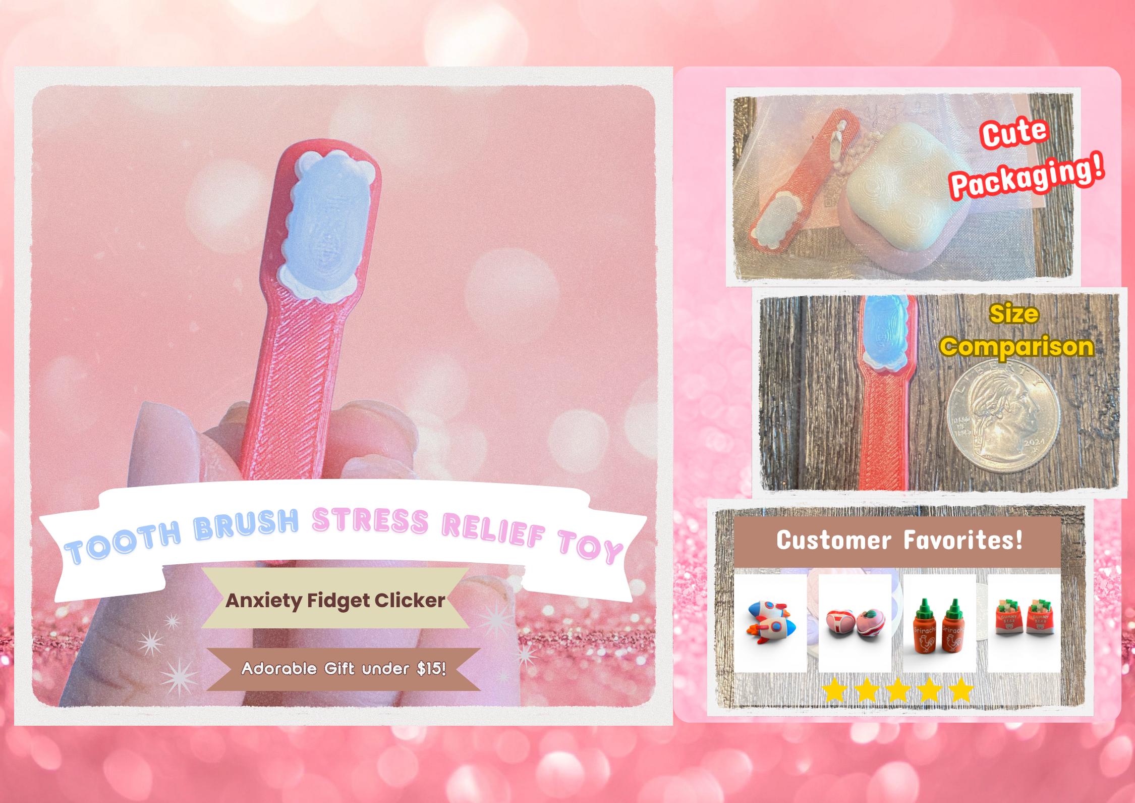 Molar & Toothbrush Fidget Clicker Keychain | 3D Printed Sensory Toy | Dental Gift