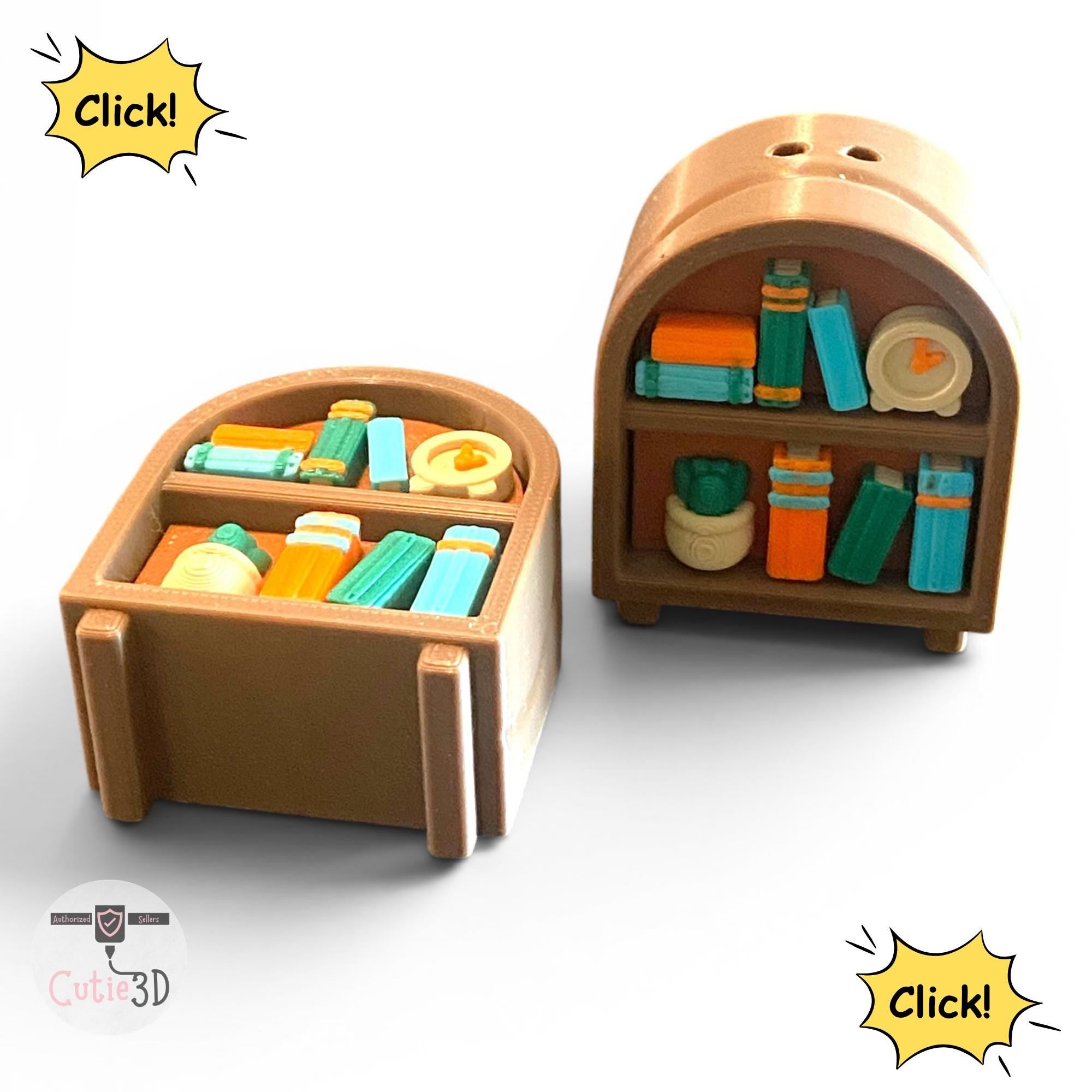 Cozy Bookshelf Fidget Clicker Keychain | 3D Printed Sensory Toy | Book Lover Gift