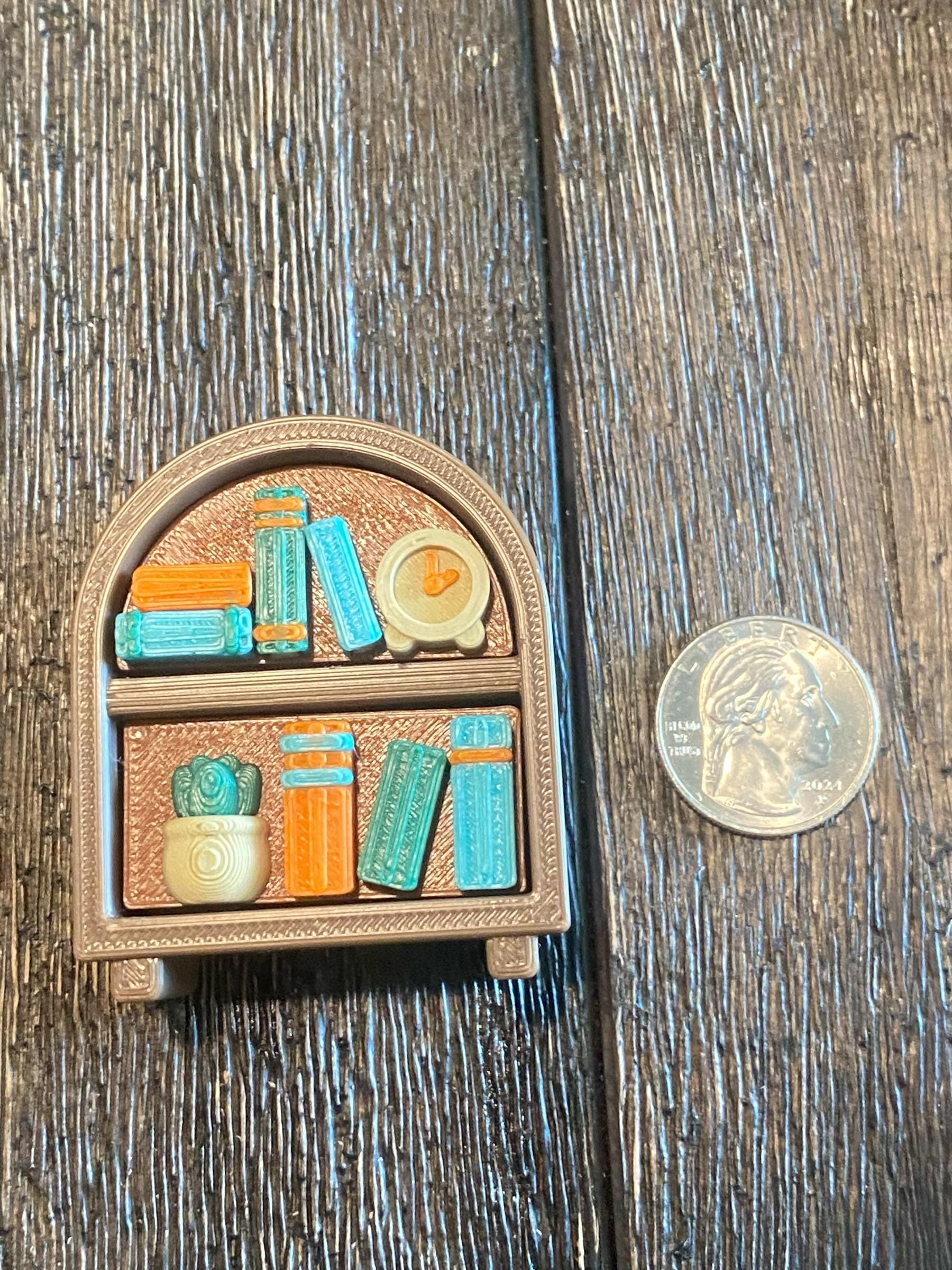 Cozy Bookshelf Fidget Clicker Keychain | 3D Printed Sensory Toy | Book Lover Gift